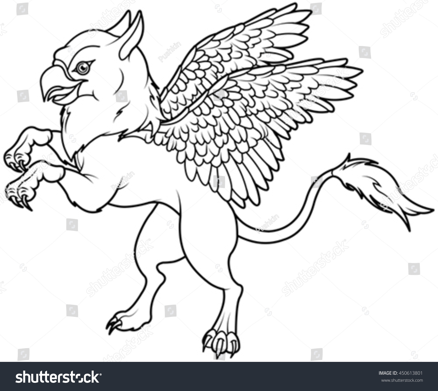 coloring page of magic flying griffin