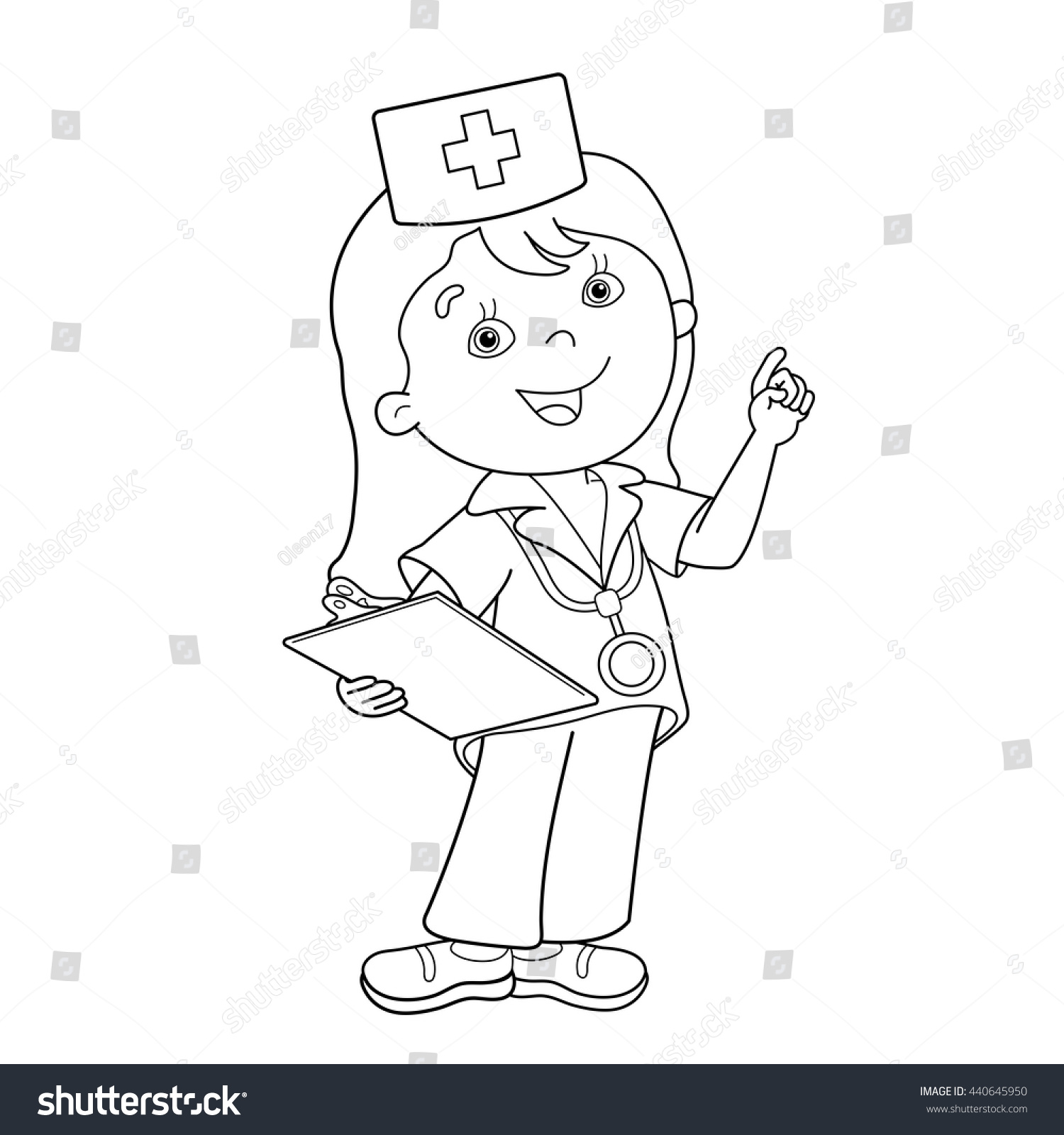 Coloring Page Outline Cartoon Doctor Profession Stock Vector (Royalty ...