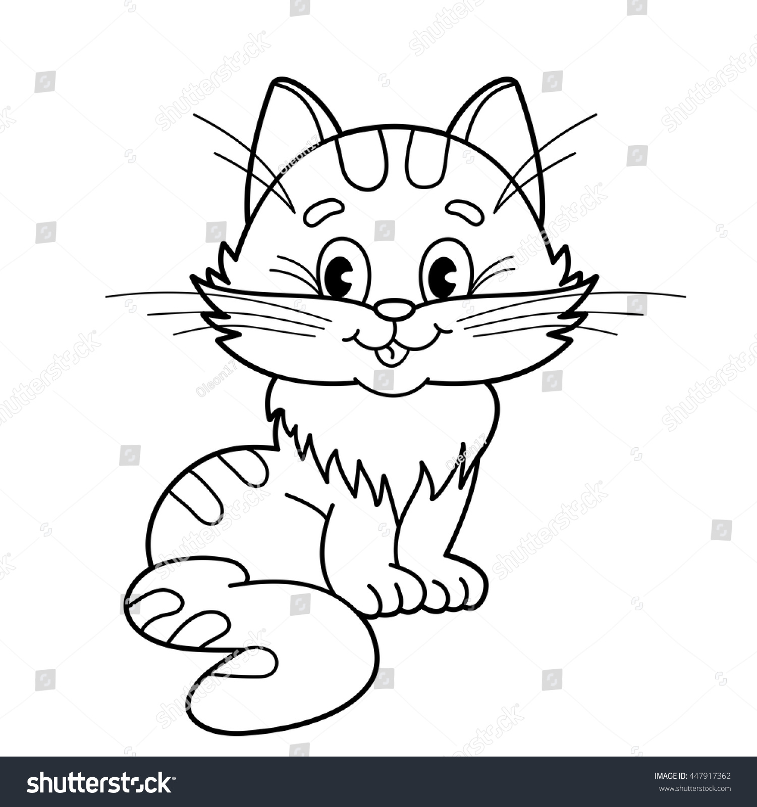 Download Coloring Page Outline Cartoon Fluffy Cat Stock Vector ...