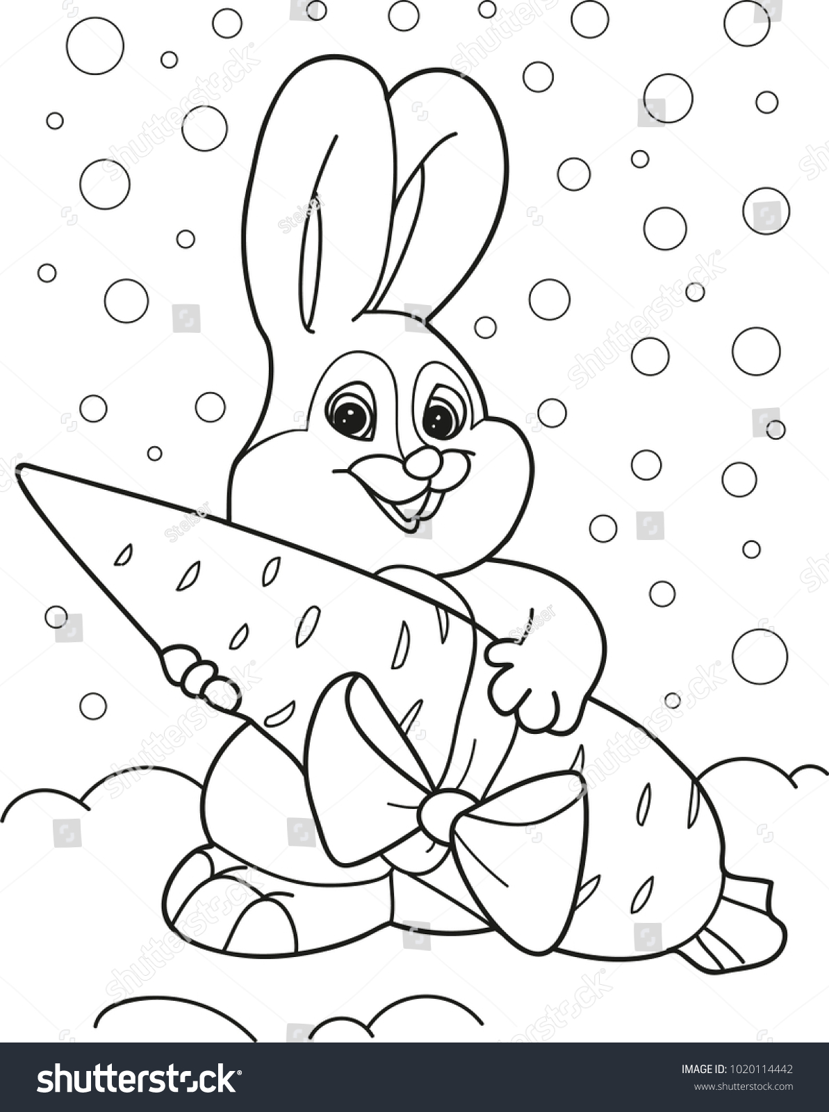 Coloring Page Outline Of Cartoon Rabbit With Carrot Vector Illustration Book For Kids