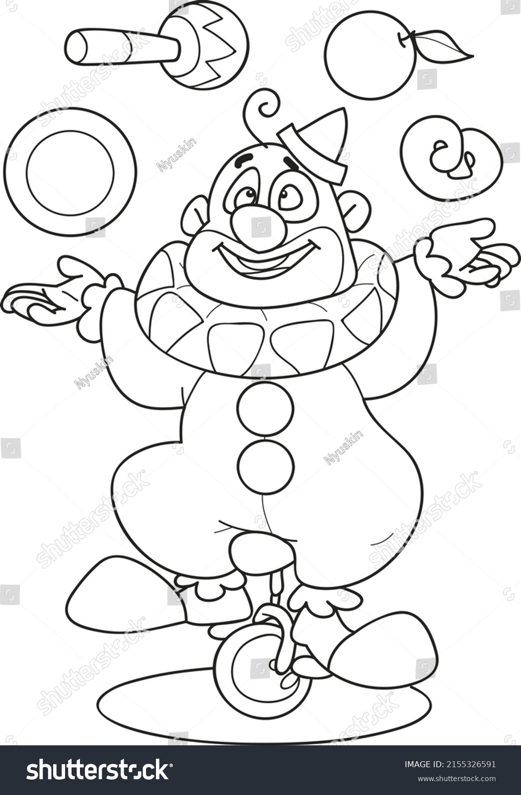 Coloring Page Outline Cartoon Smiling Clown Stock Vector (royalty Free 