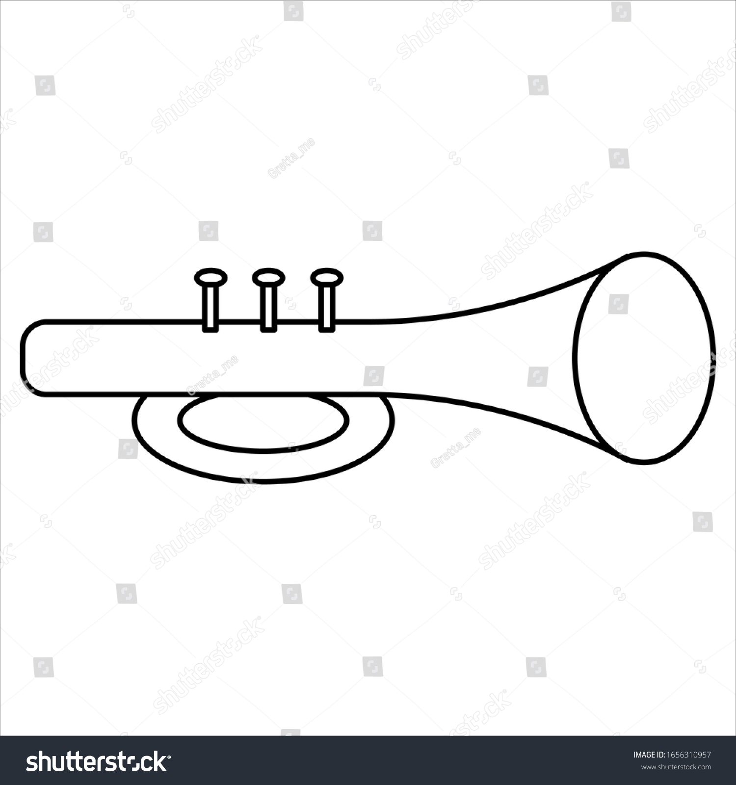 Coloring Page Outline Trumpet Toy Simple Stock Vector (Royalty Free ...