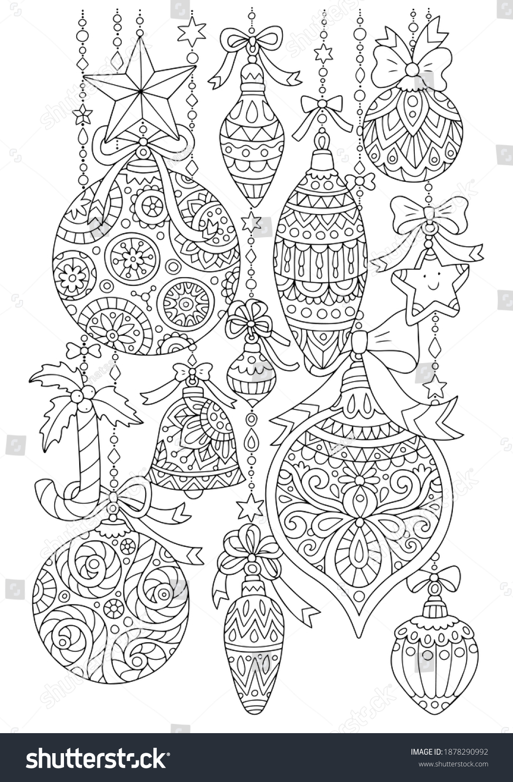 Coloring Page Christmas Ornaments Stock Vector (Royalty Free ...