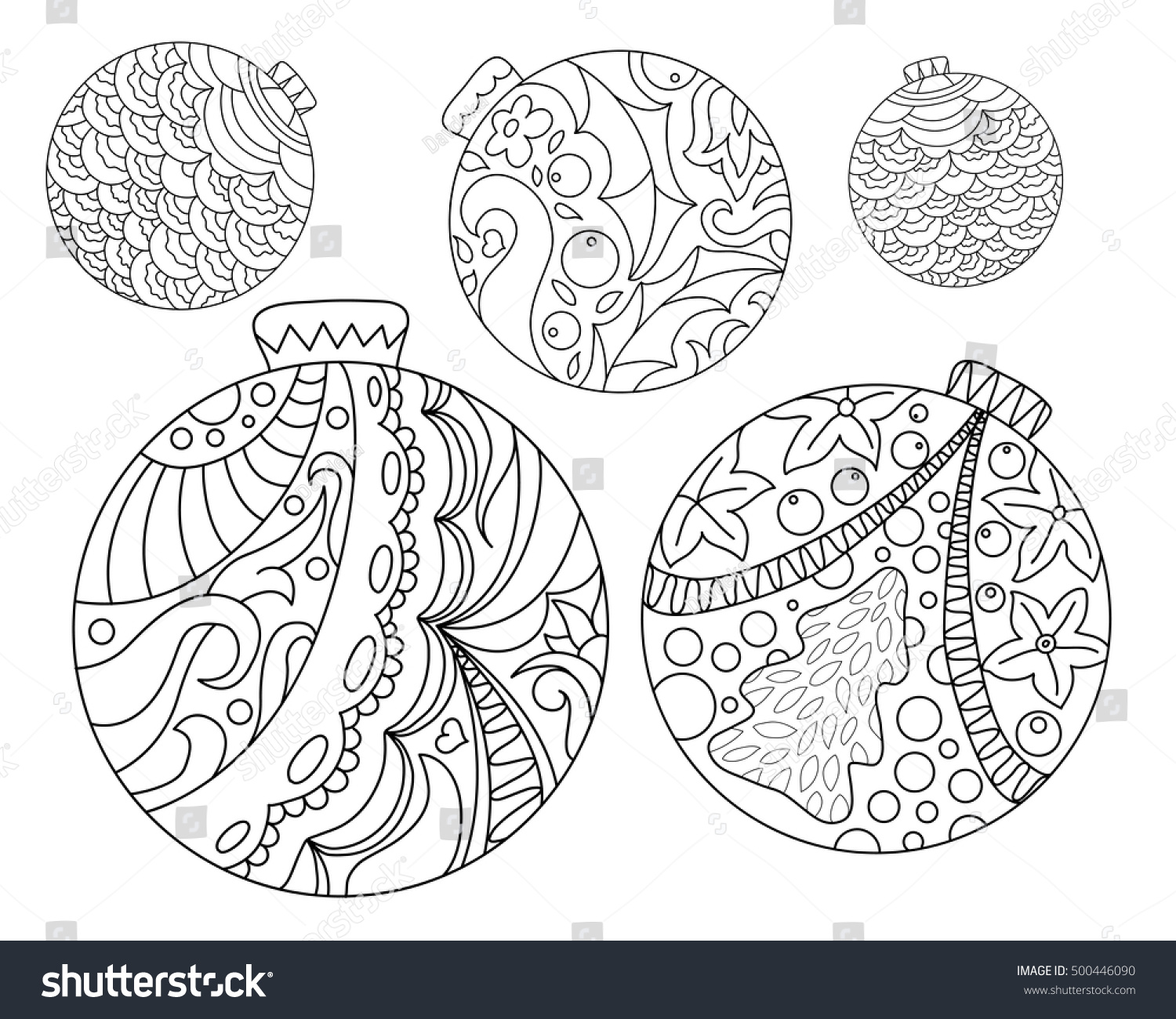 Coloring page with Christmas tree ornaments Christmas fir tree ornament adult coloring page Holiday