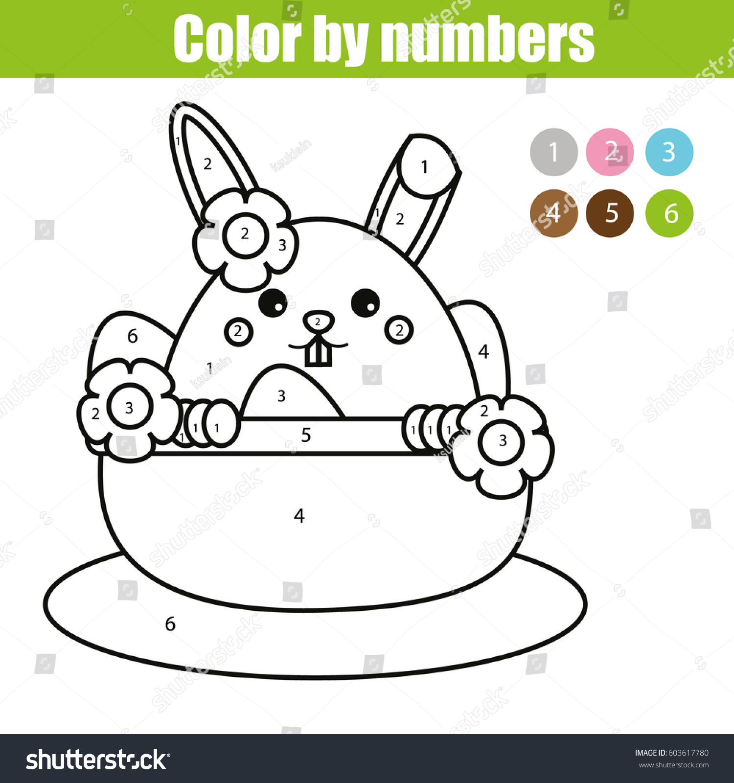 easter bunny coloring pages color by numbers - photo #26