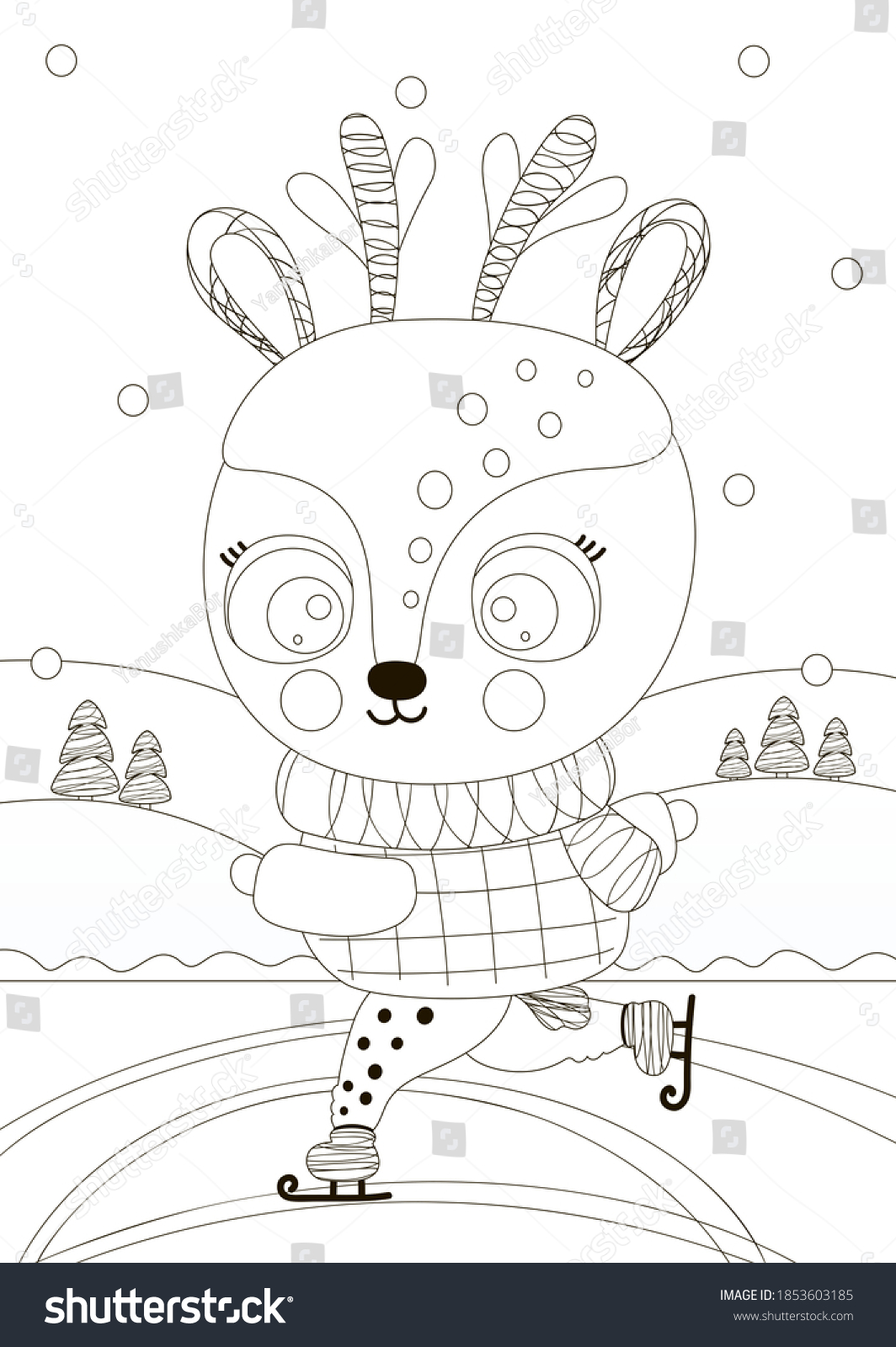 Coloring Page Outline Cute Black White Stock Vector (Royalty Free ...