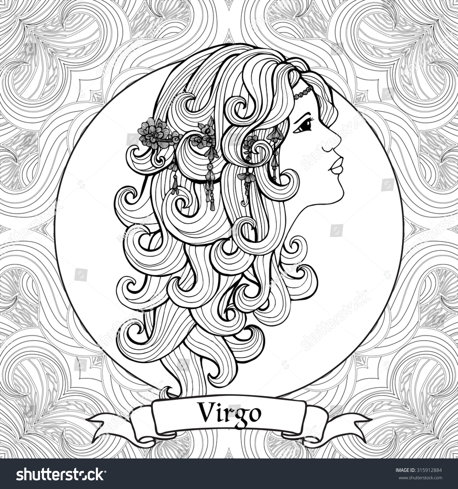 Download Coloring Page Pattern Zodiac Sign Virgo Stock Vector 315912884 - Shutterstock