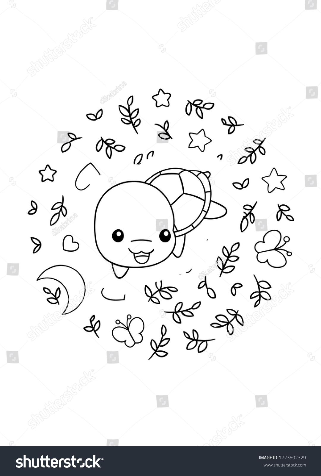 Coloring Pages Black White Cute Kawaii Stock Vector (Royalty Free