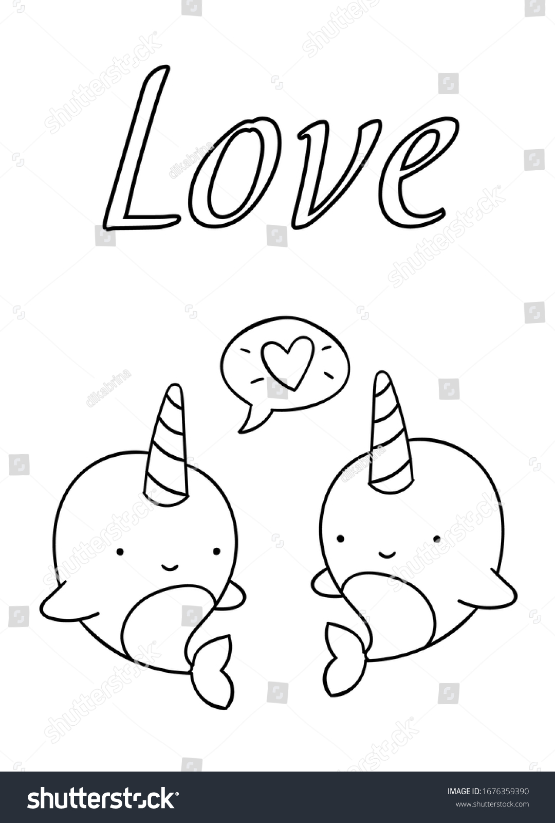 Coloring Pages Black White Cute Kawaii Stock Vector (Royalty Free