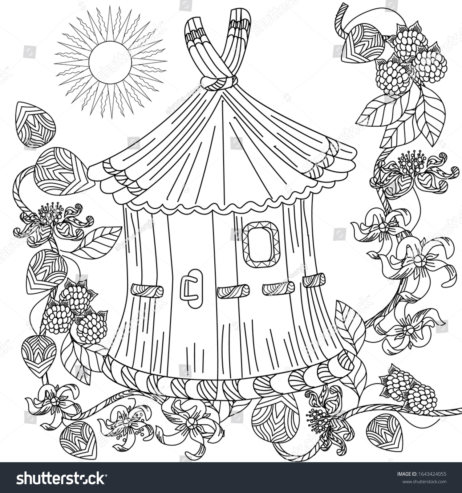 Coloring Pages Colouring Pictures Birdhouse Linear Stock Vector ...