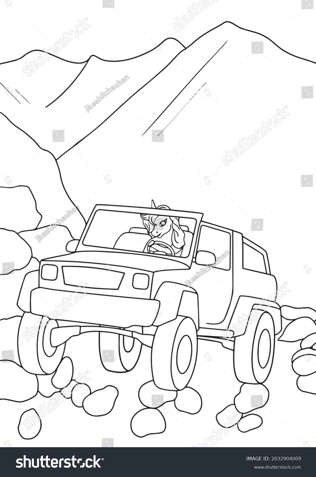 Coloring Pages Cute Animals Car Illustration Stock Vector (Royalty Free ...