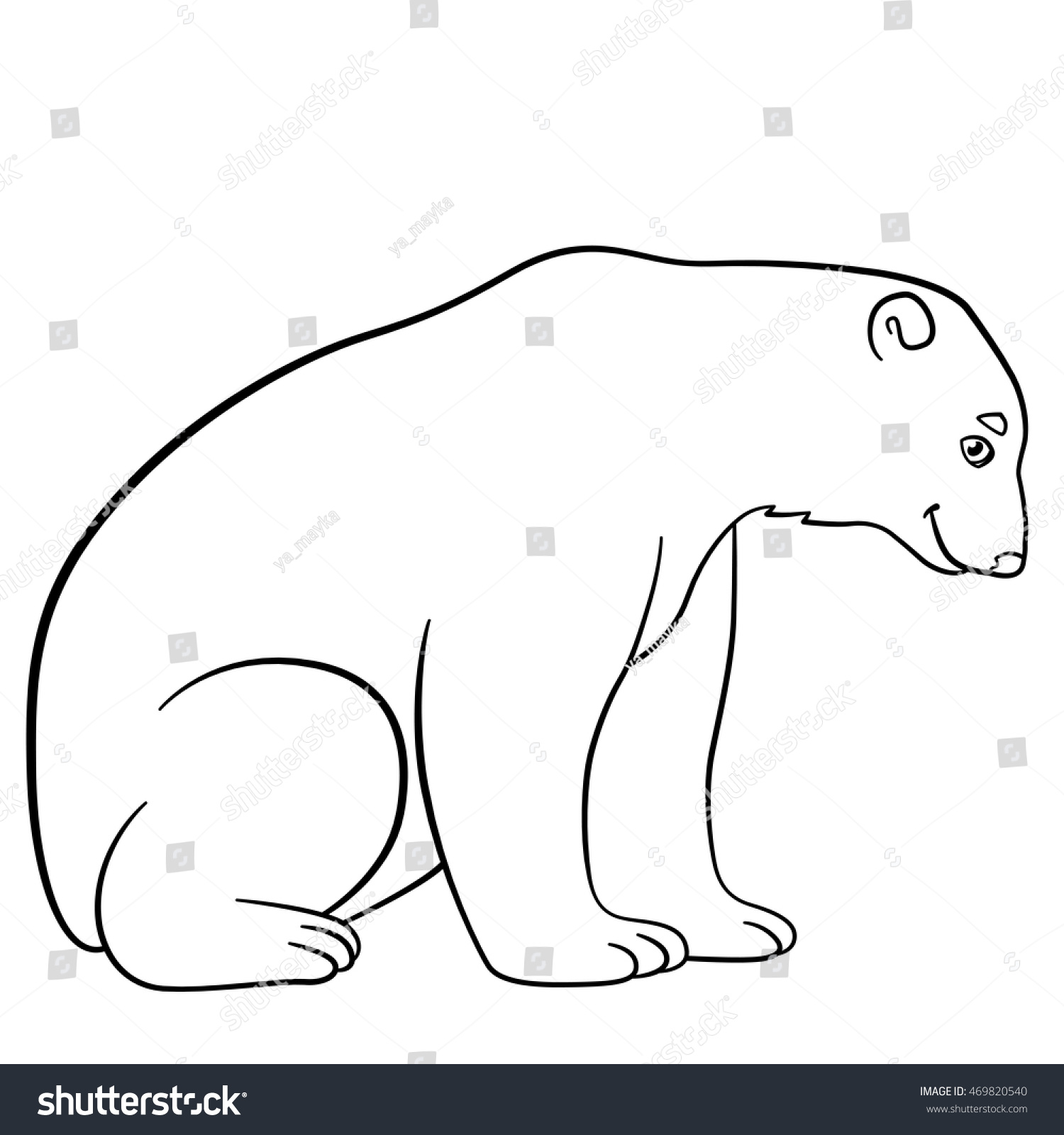 Coloring pages Cute polar bear sits and smiles