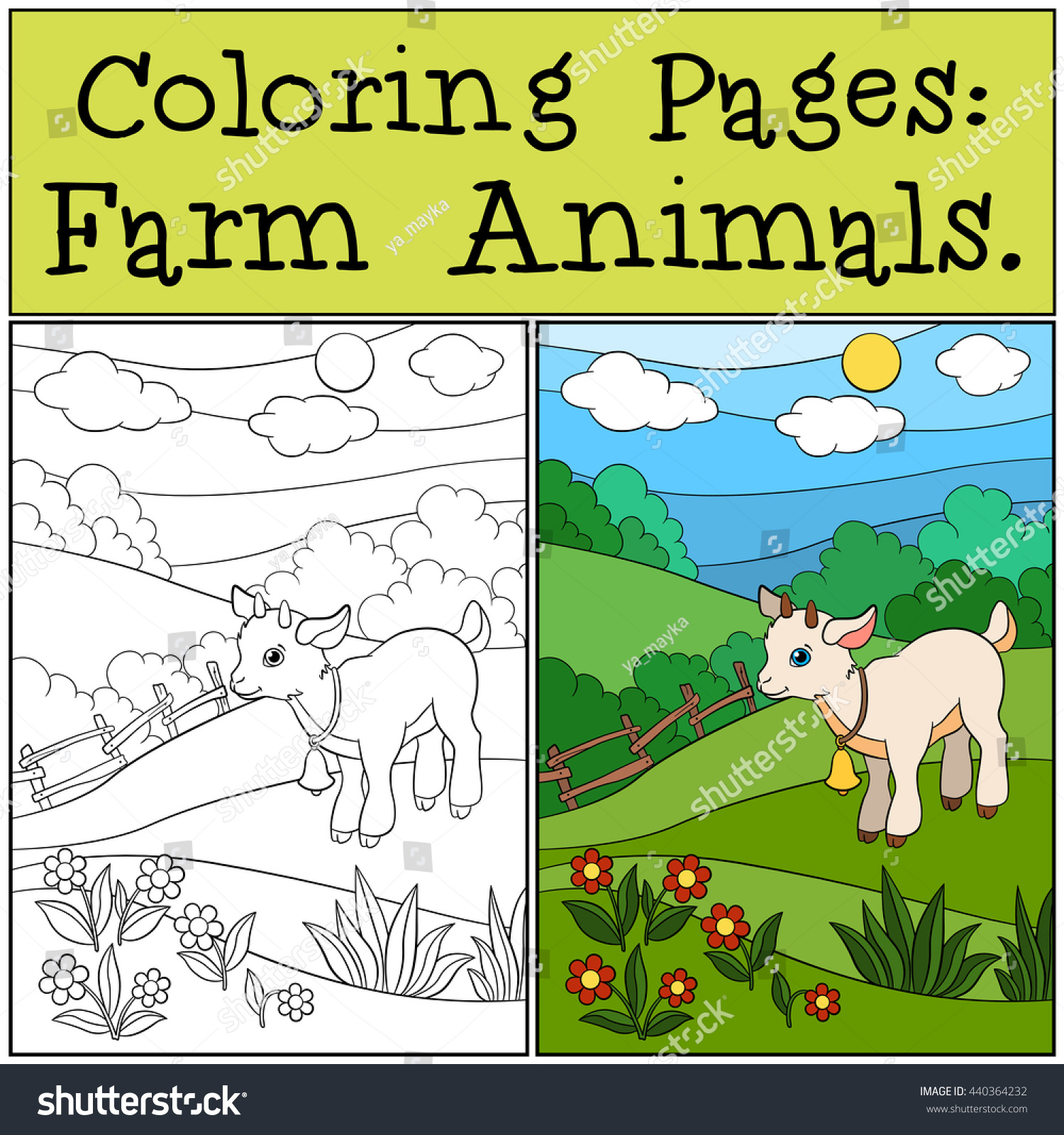 Coloring Pages Farm Animals Little Cute Stock Vector 440364232  Shutterstock