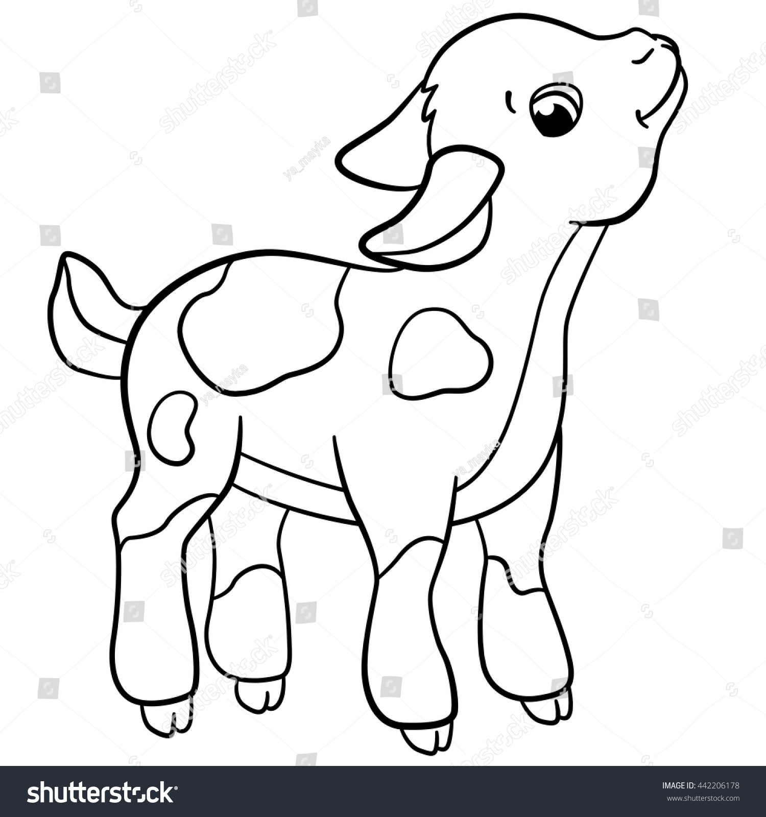 Coloring Pages Farm Animals Little Cute Stock Vector Royalty Free ...