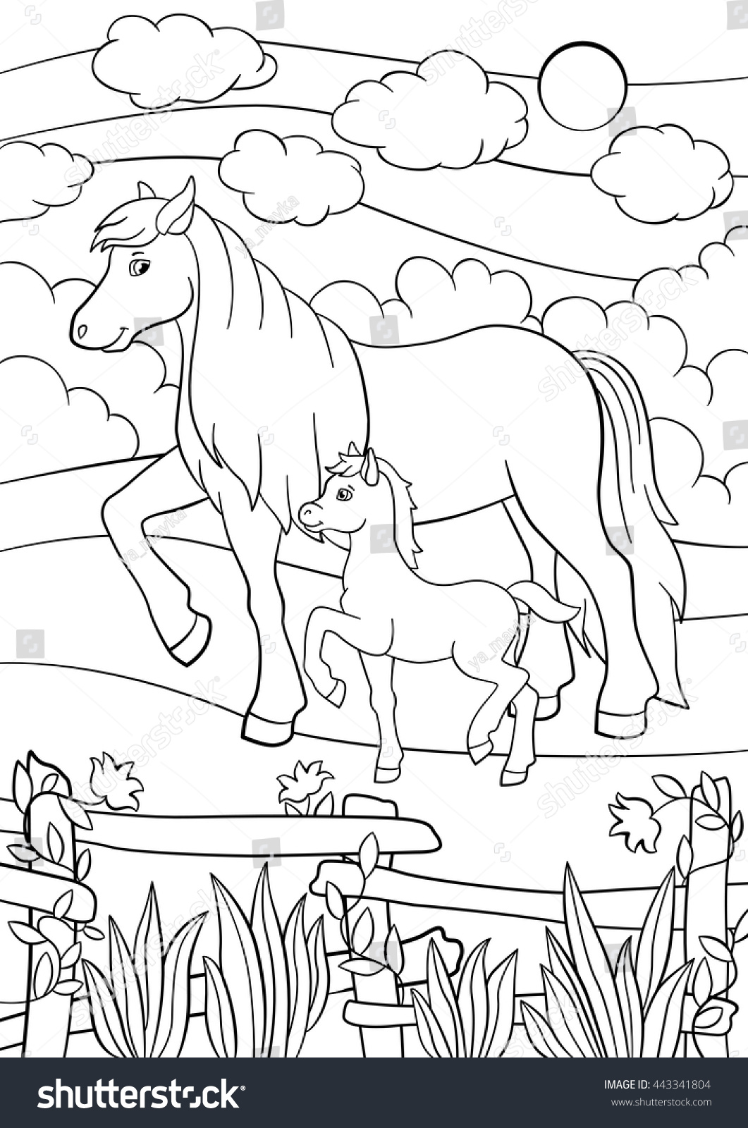 Download Coloring Pages Farm Animals Mother Horse Stock Vector ...