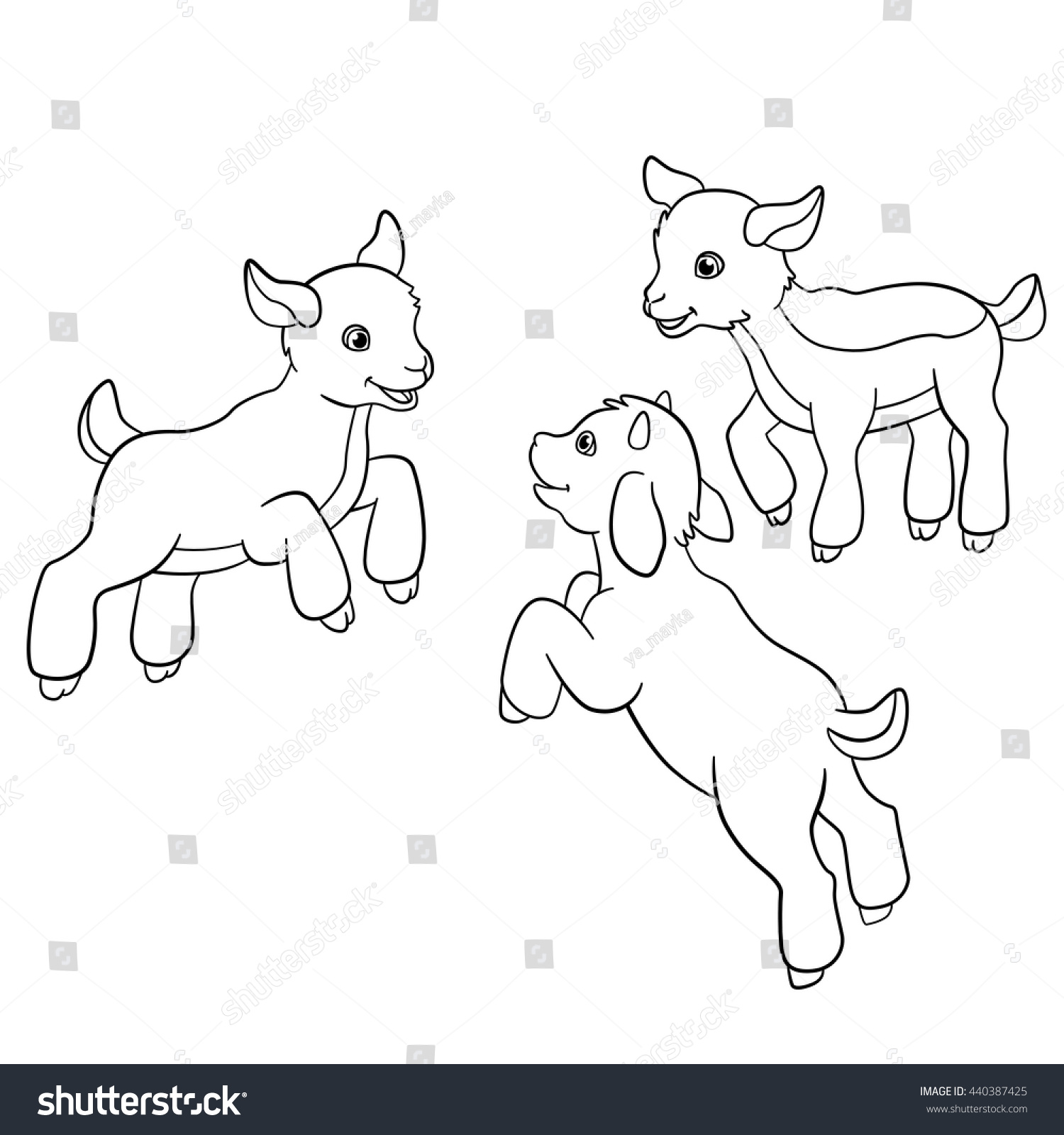 Coloring Pages Farm Animals Three Little Stock Vector Royalty ...