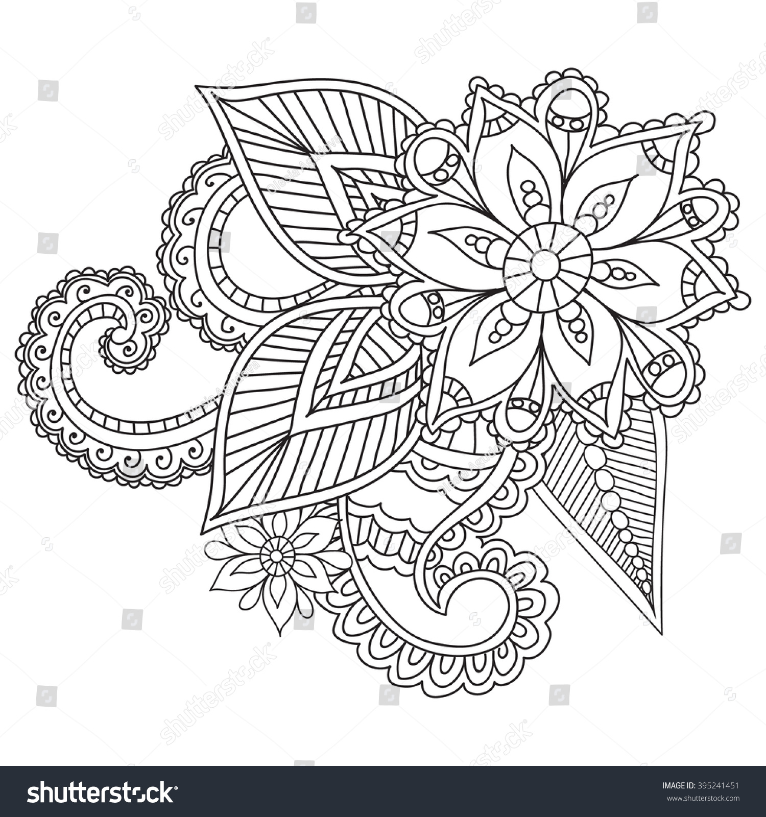 Coloring  Pages  Adults Henna  Mehndi  Doodles Stock Vector 
