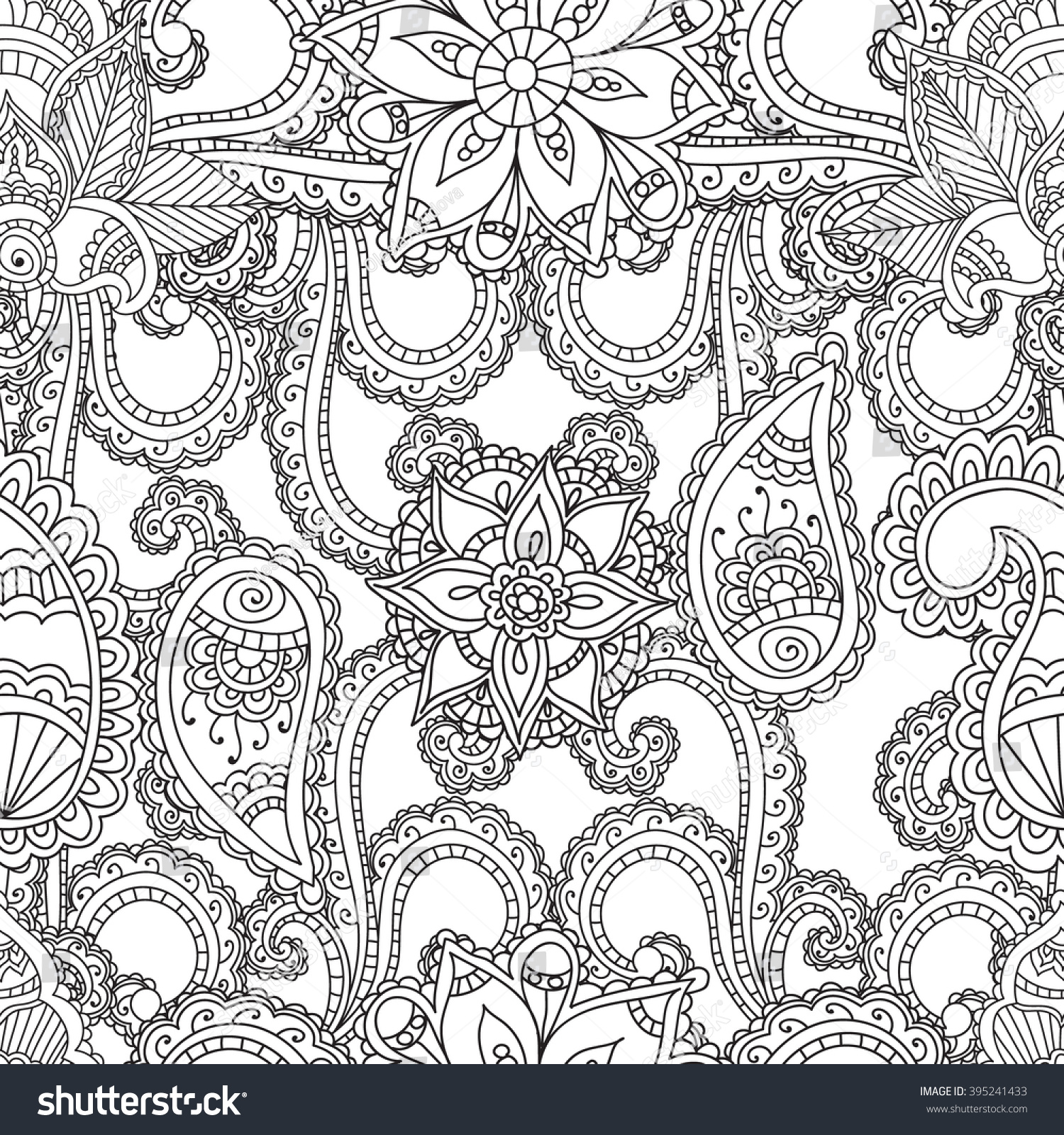 Coloring Pages Adults Seanless Patternhenna Mehndi Stock Vector ...