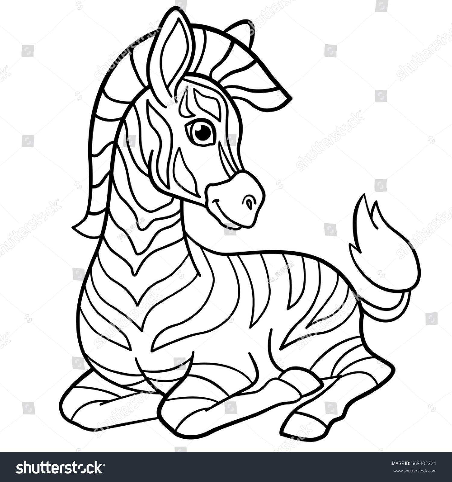 Coloring pages Little cute baby zebra smiles
