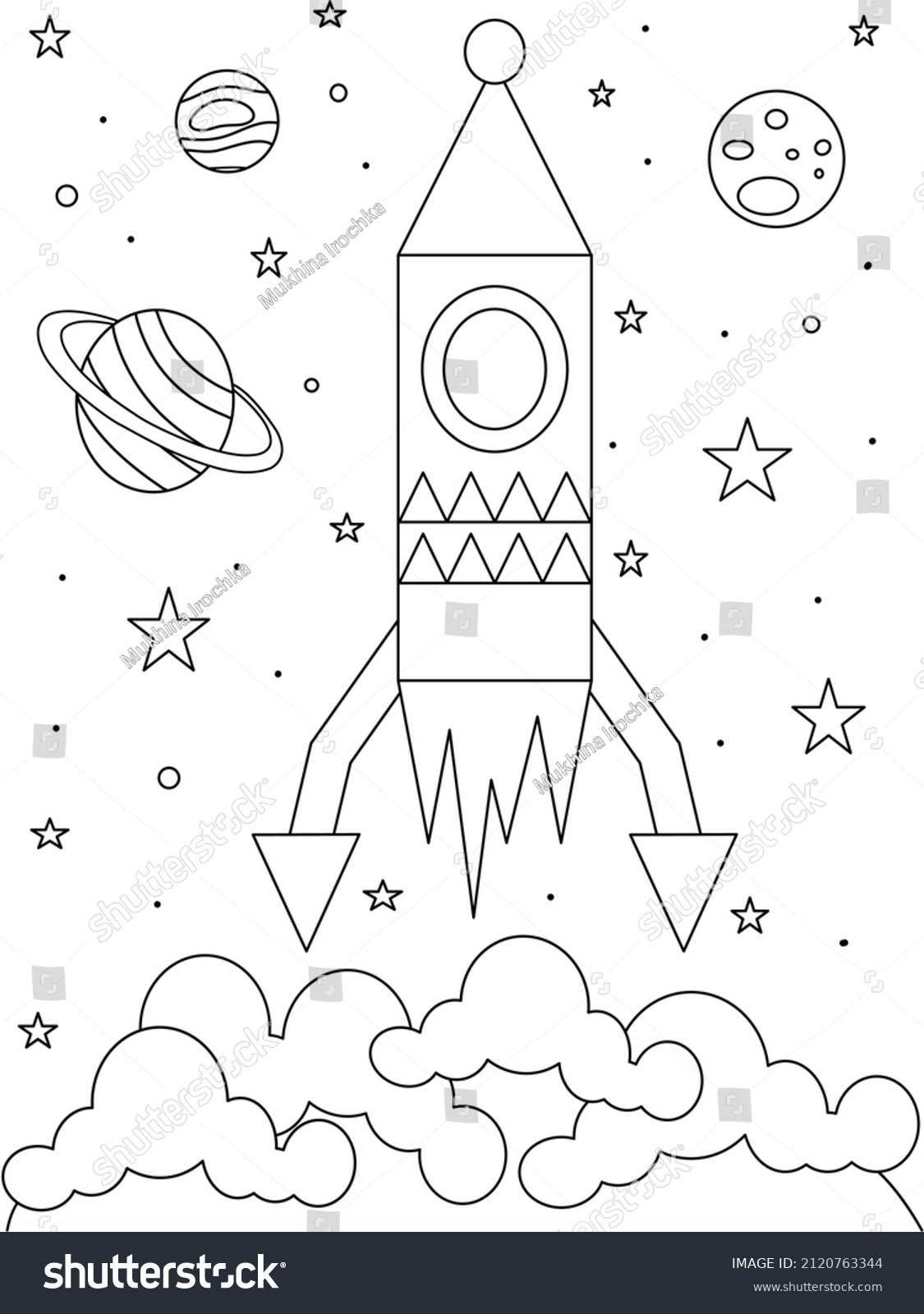 Coloring Pages Space Illustration Vector Outline Stock Vector (Royalty ...