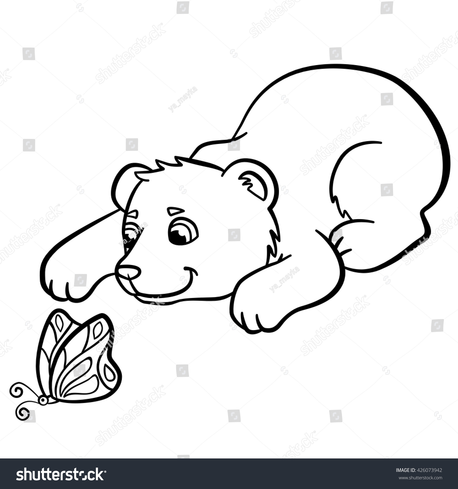 Coloring Pages Wild Animals Little Cute Stock Vector Royalty Free ...