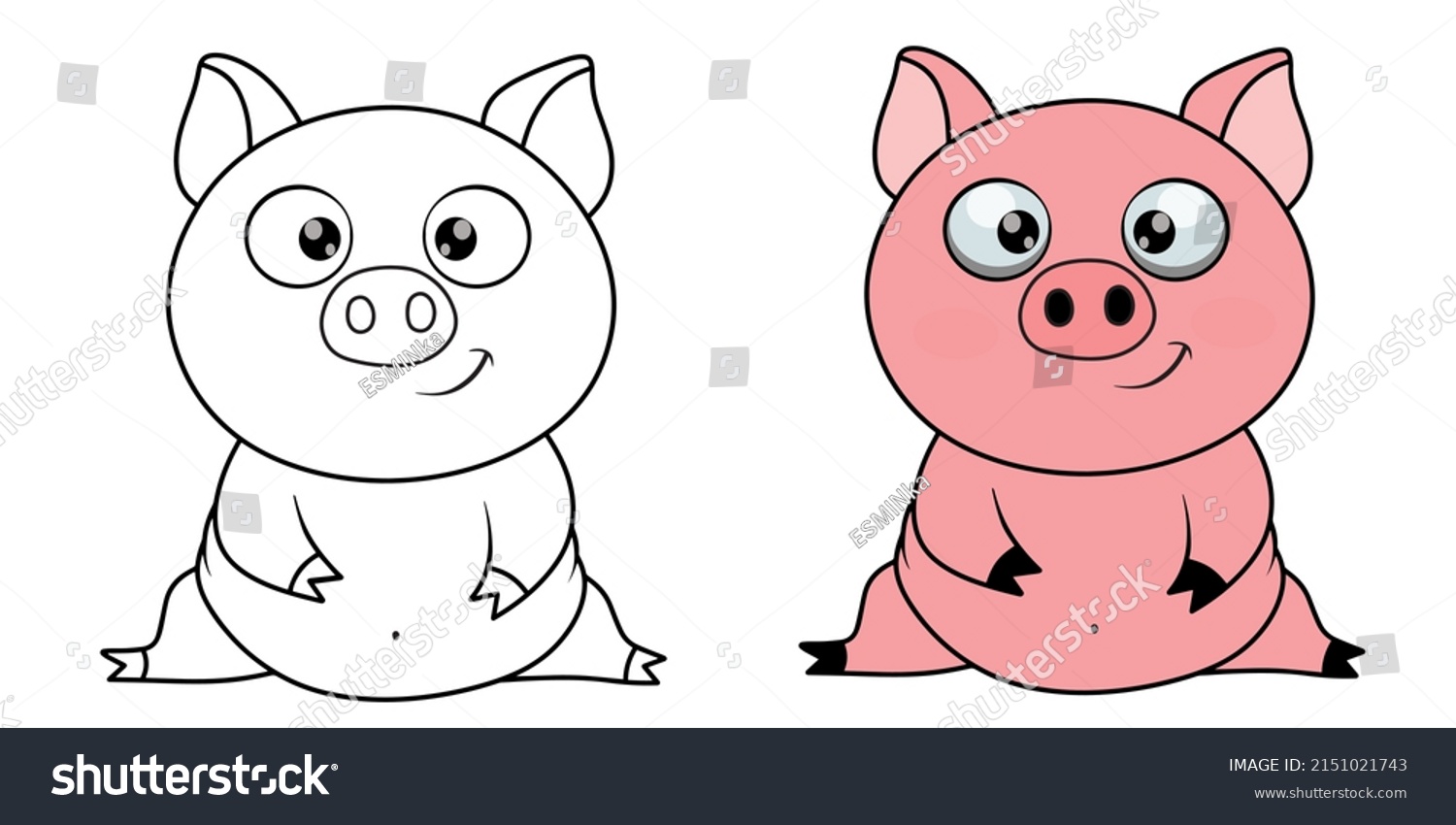 Coloring Pig Vector Illustration Color Black Stock Vector (Royalty Free ...