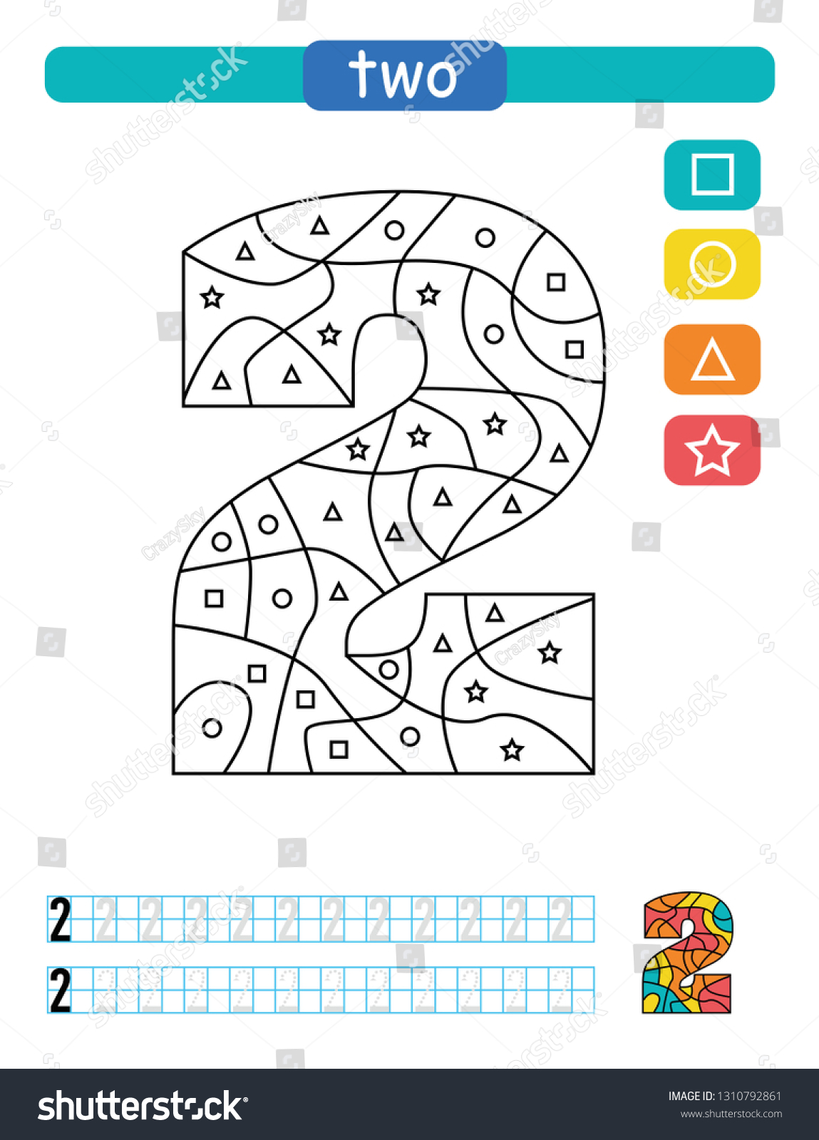 coloring printable worksheet kindergarten preschool learning stock vector royalty free 1310792861 shutterstock