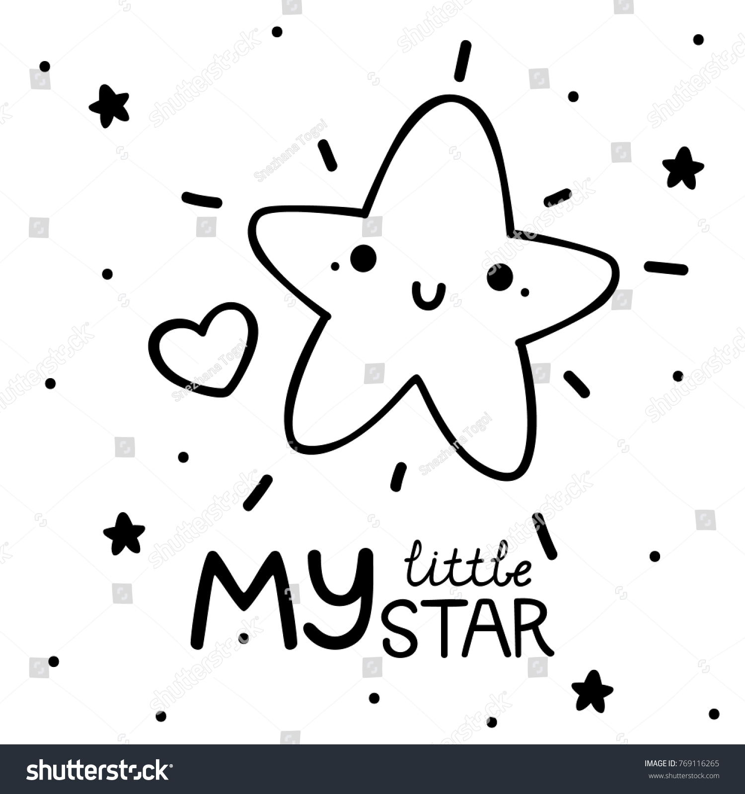 Coloring Cute Little Star Vector Stock Vector Royalty Free