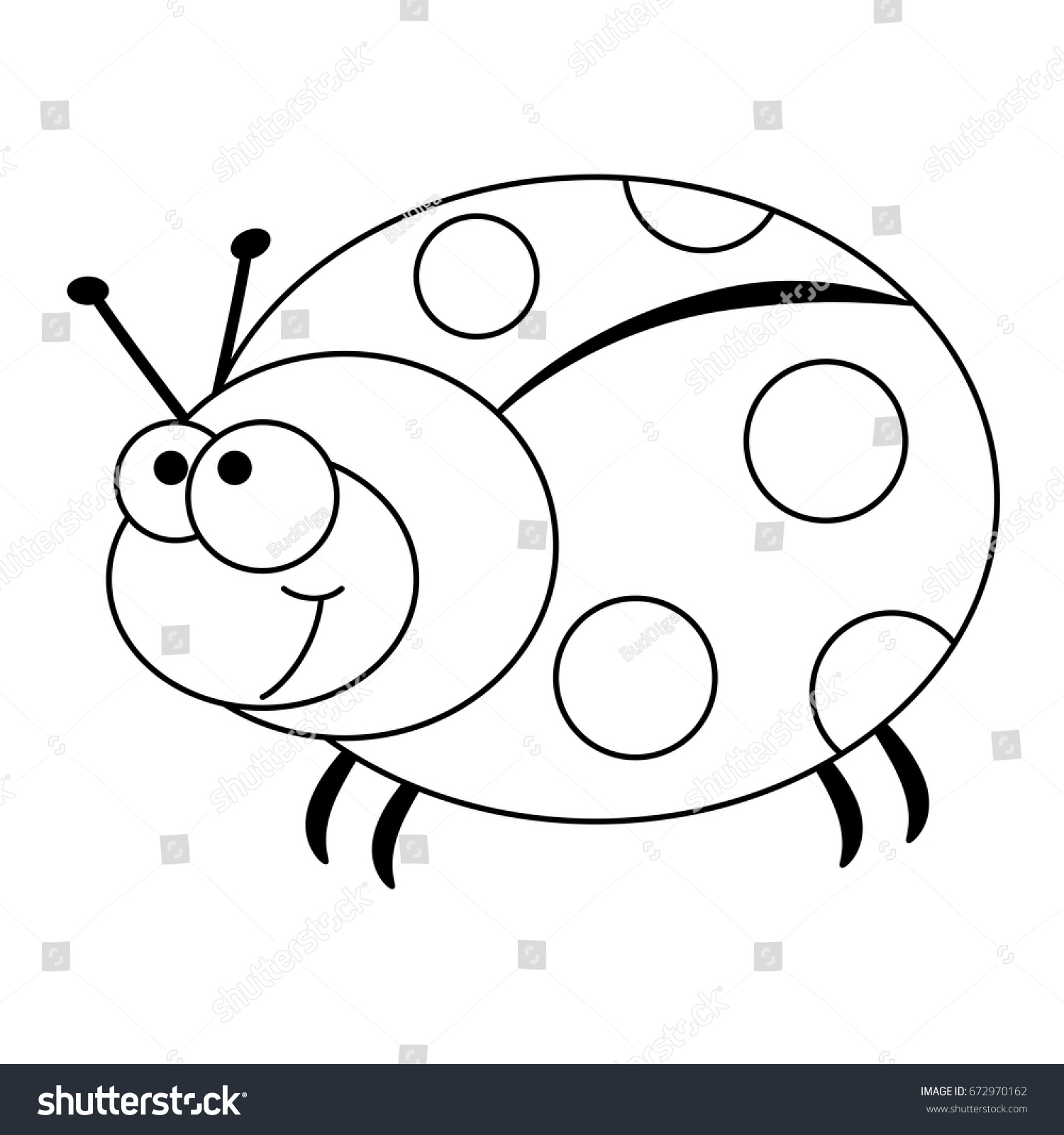 Colorless Funny Cartoon Ladybug Vector Illustration Stock Vector ...