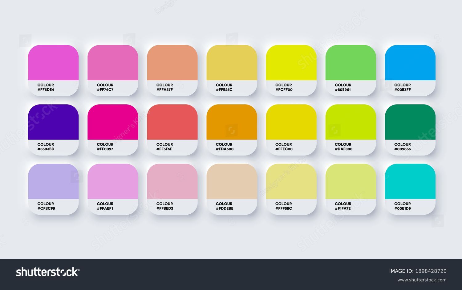 SVG of Colour Guide Palette Catalog Samples Pastel and Neon in RGB HEX. Neomorphism Vector svg