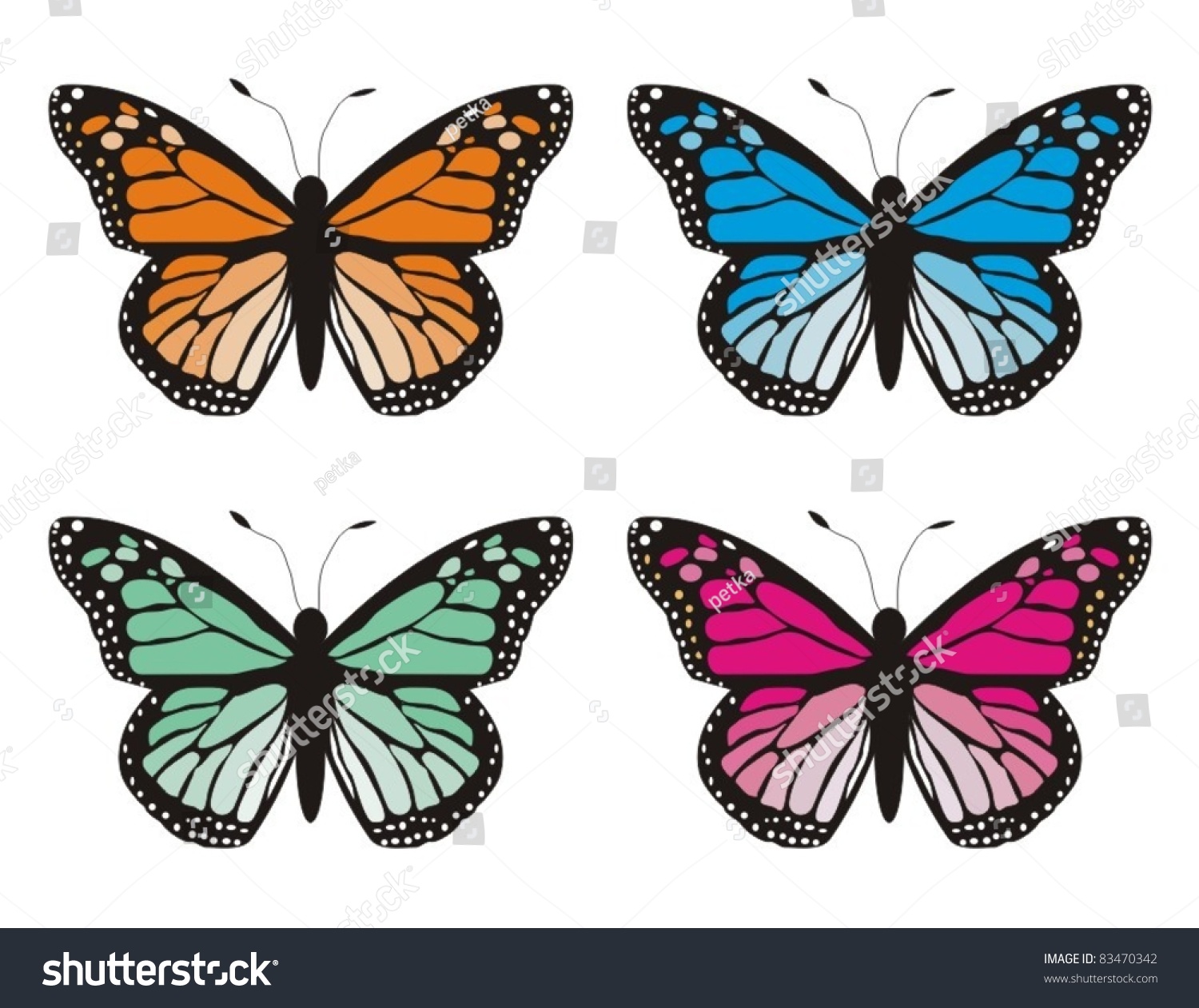 Coloured Butterfly Stock Vector Illustration 83470342 : Shutterstock
