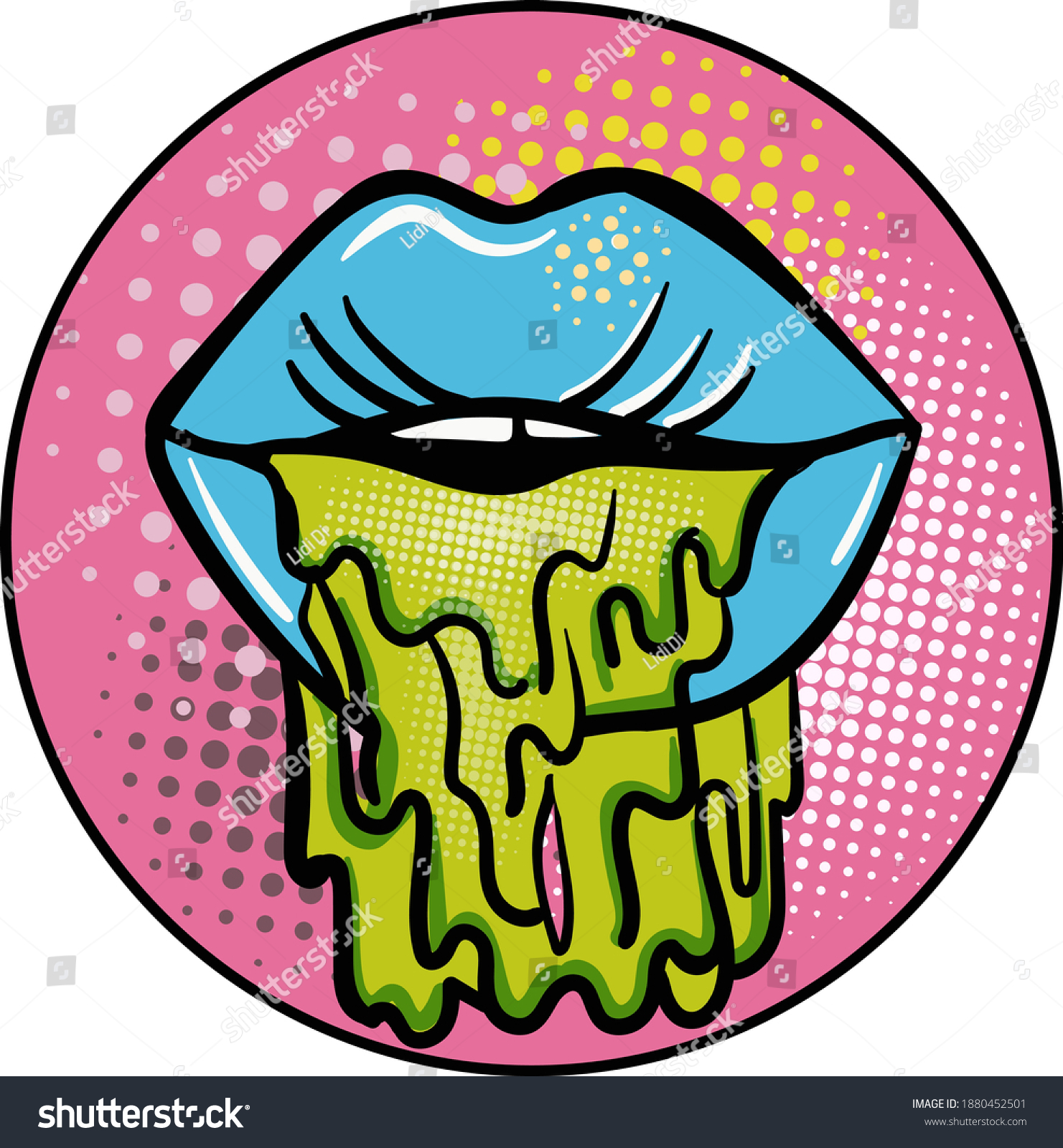 Colourful Juicy Lips Pop Art Style Stock Vector Royalty Free 1880452501 Shutterstock 4843