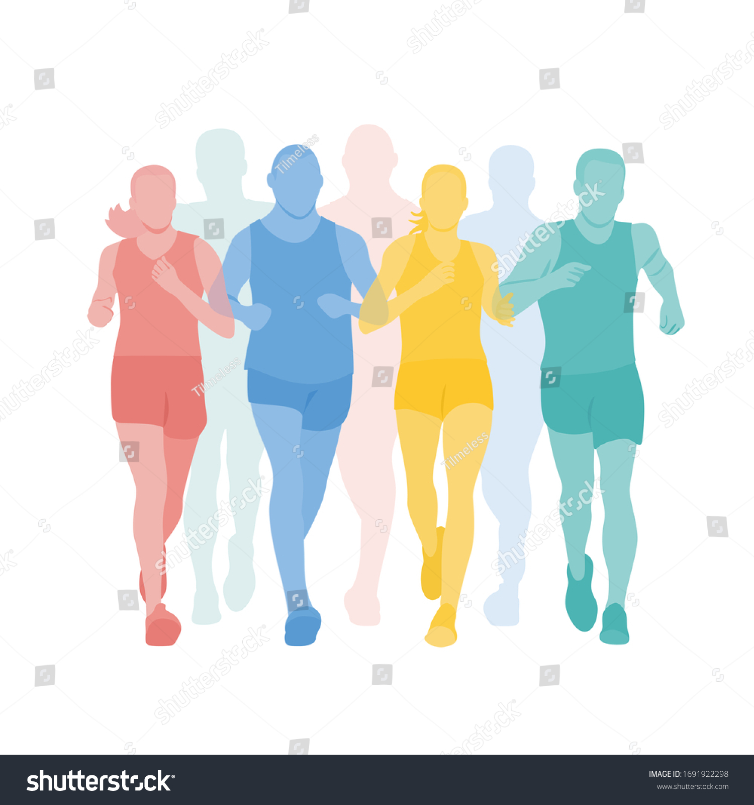 Colourful People Group Running White Background Stock Vector (Royalty ...