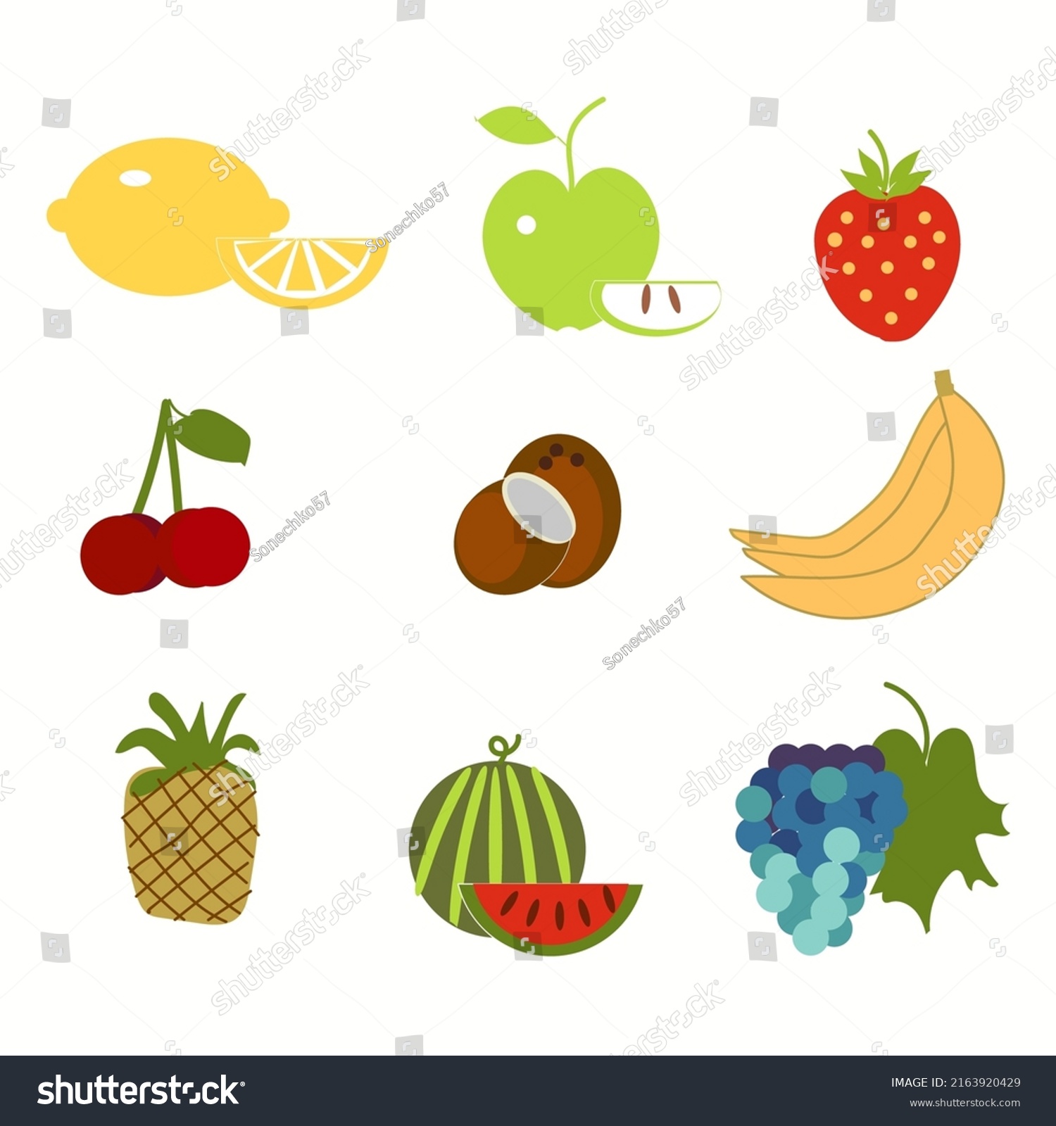 Colourful Stickers Fruit Set Vector Illustration Stock Vector (Royalty ...