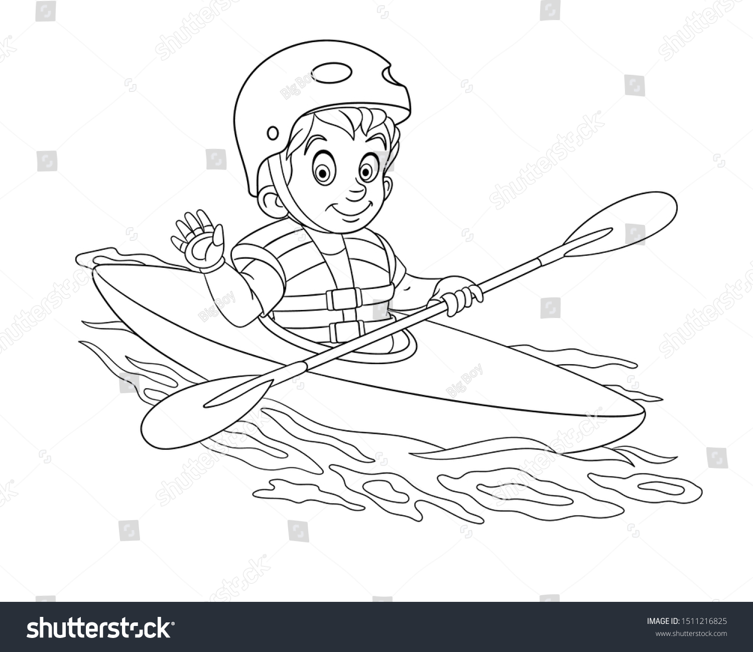 Colouring Page Cute Cartoon Boy Canoeing Stock Vector Royalty Free   Stock Vector Colouring Page Cute Cartoon Boy Canoeing Extreme Sport Kayaking Childish Design For Kids 1511216825 