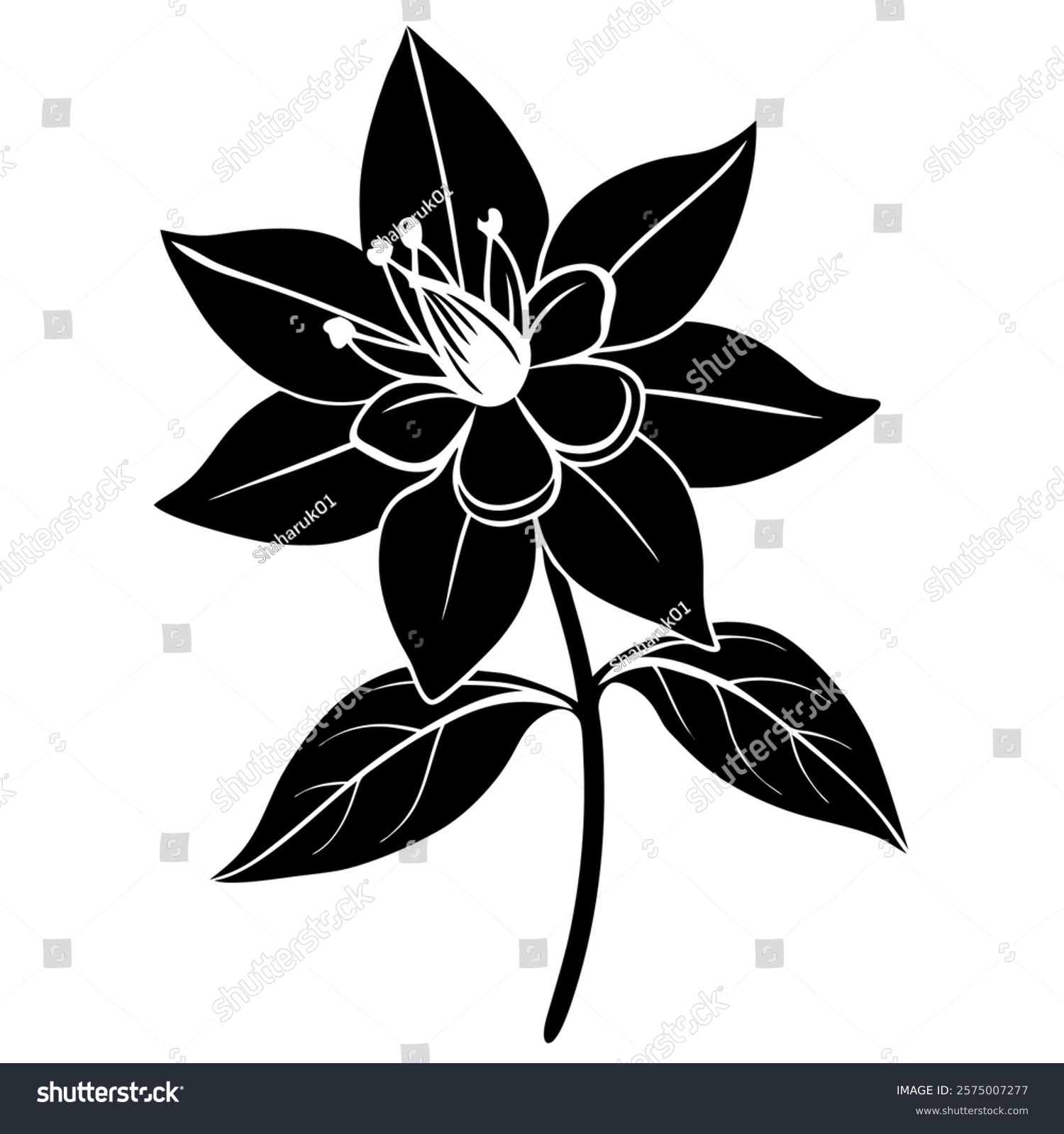 black flower silhouette on white background clip art preview