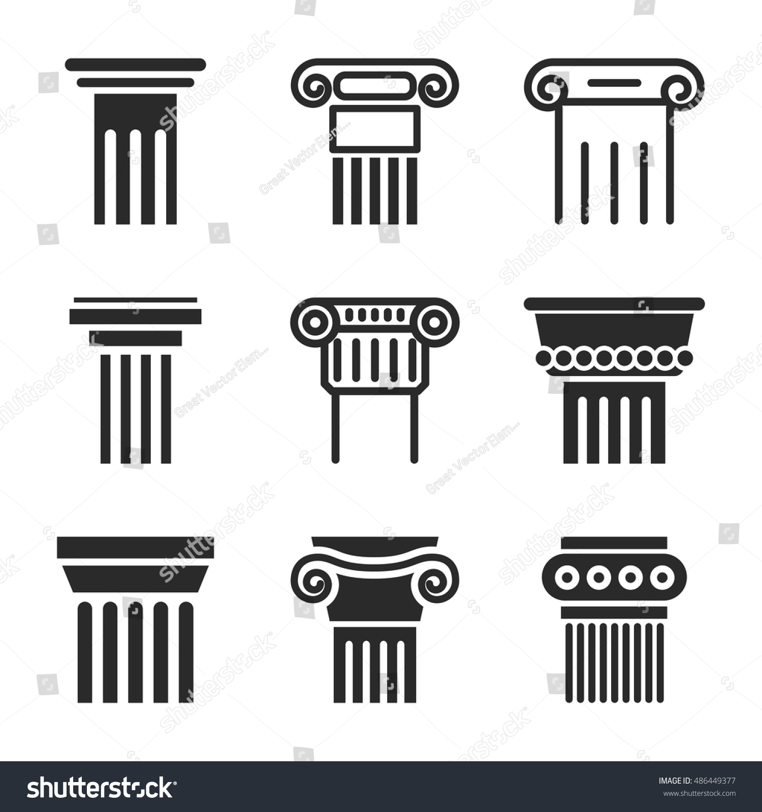 Column Vector Icons Simple Illustration Set Stock Vector (Royalty Free ...