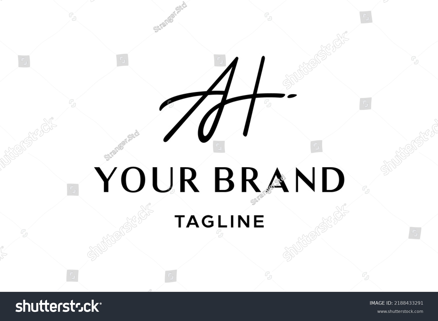SVG of Combination of A and H letter in casual lettering monogram logo design style. Very suitable for fashion, realtor or personal branding svg