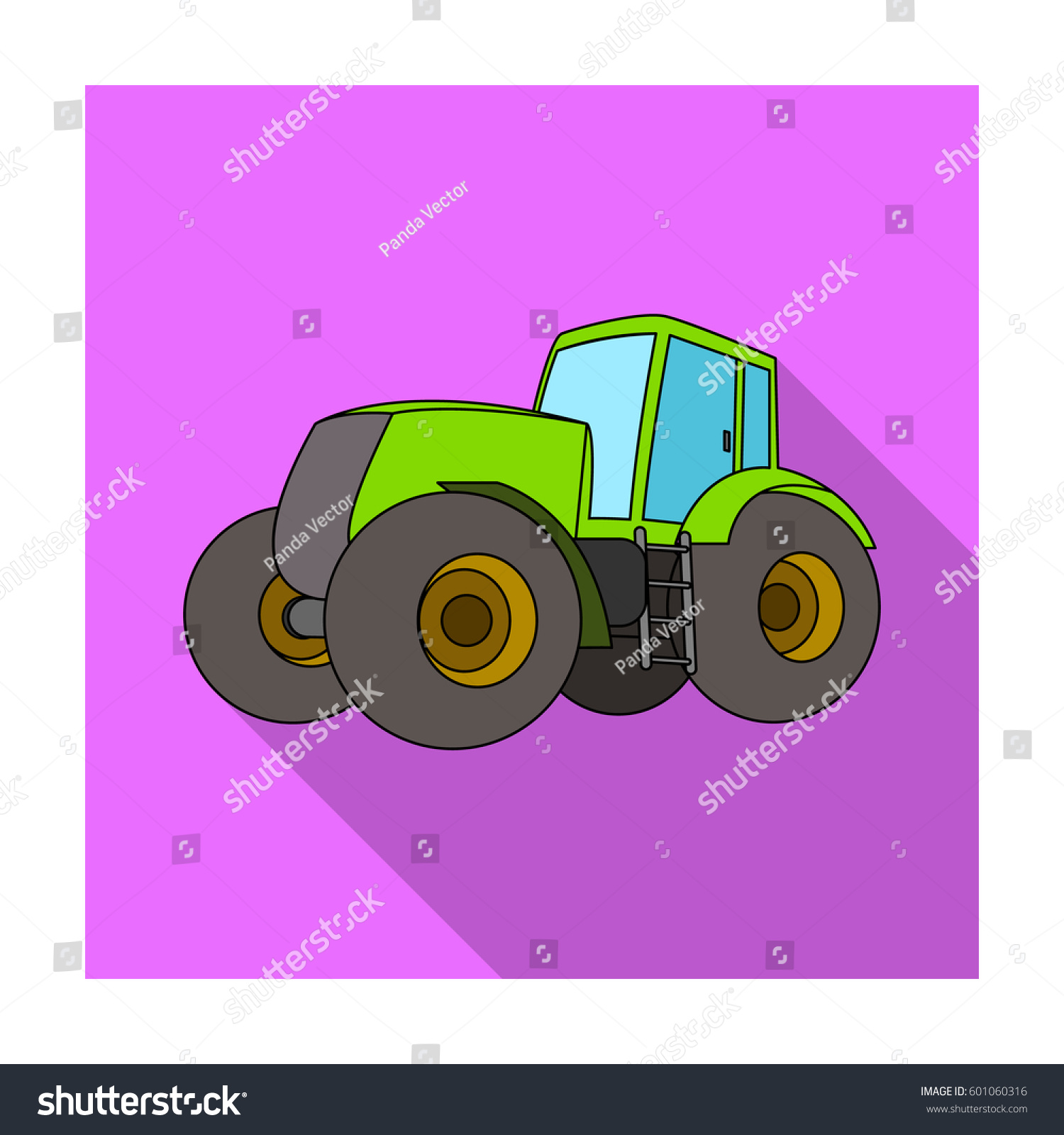 Combine Harvesting Green Tractor Large Wheels Stock Vector (Royalty ...