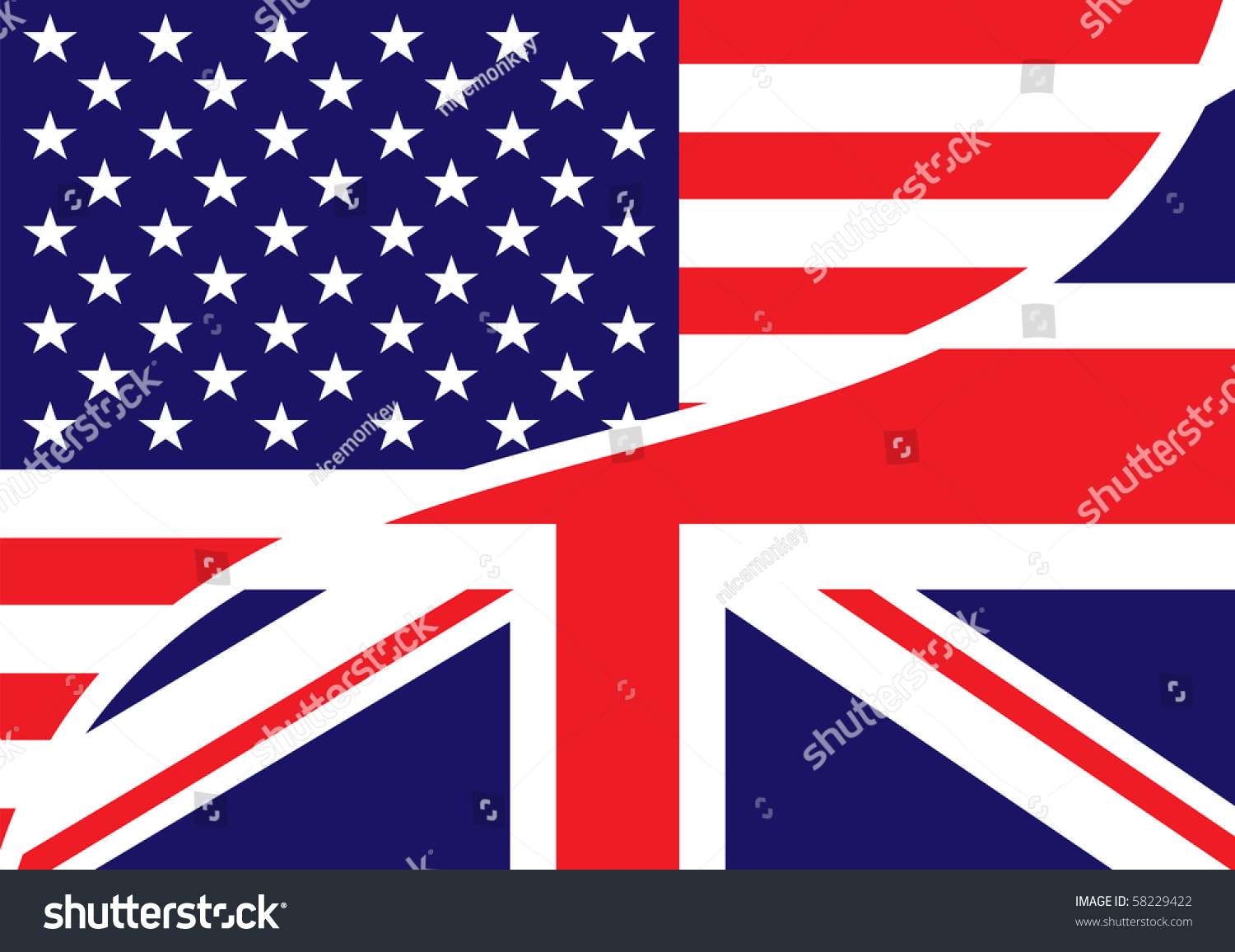 SVG of combined USA and British flags with stars and stripes svg
