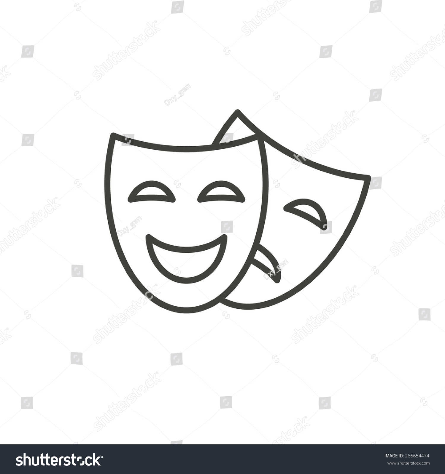 Comedy And Tragedy Line Theater Masks Vector Illustration - 266654474 ...