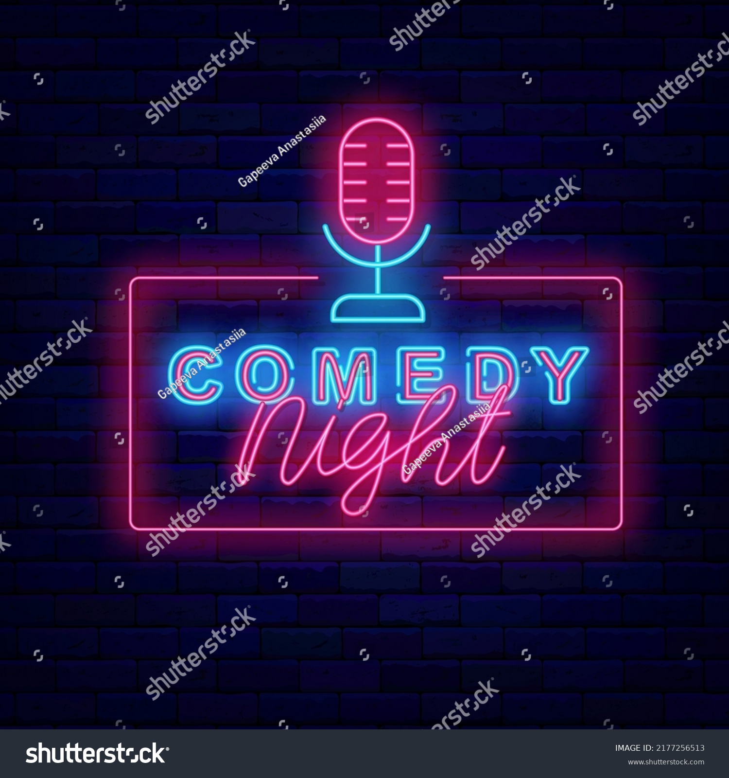 Comedy Night Neon Signboard Stand Performance Stock Vector (Royalty ...