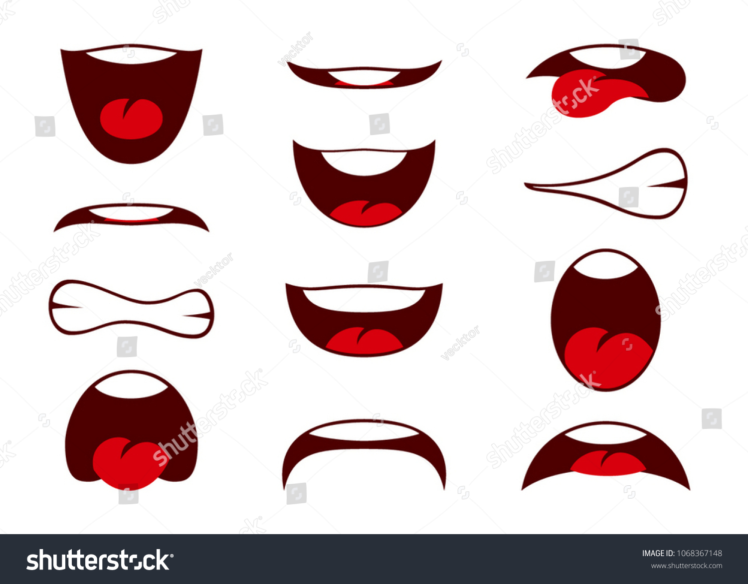 Comic Book Cartoon Mouth Set Vector Stock Vector (Royalty Free) 1068367148