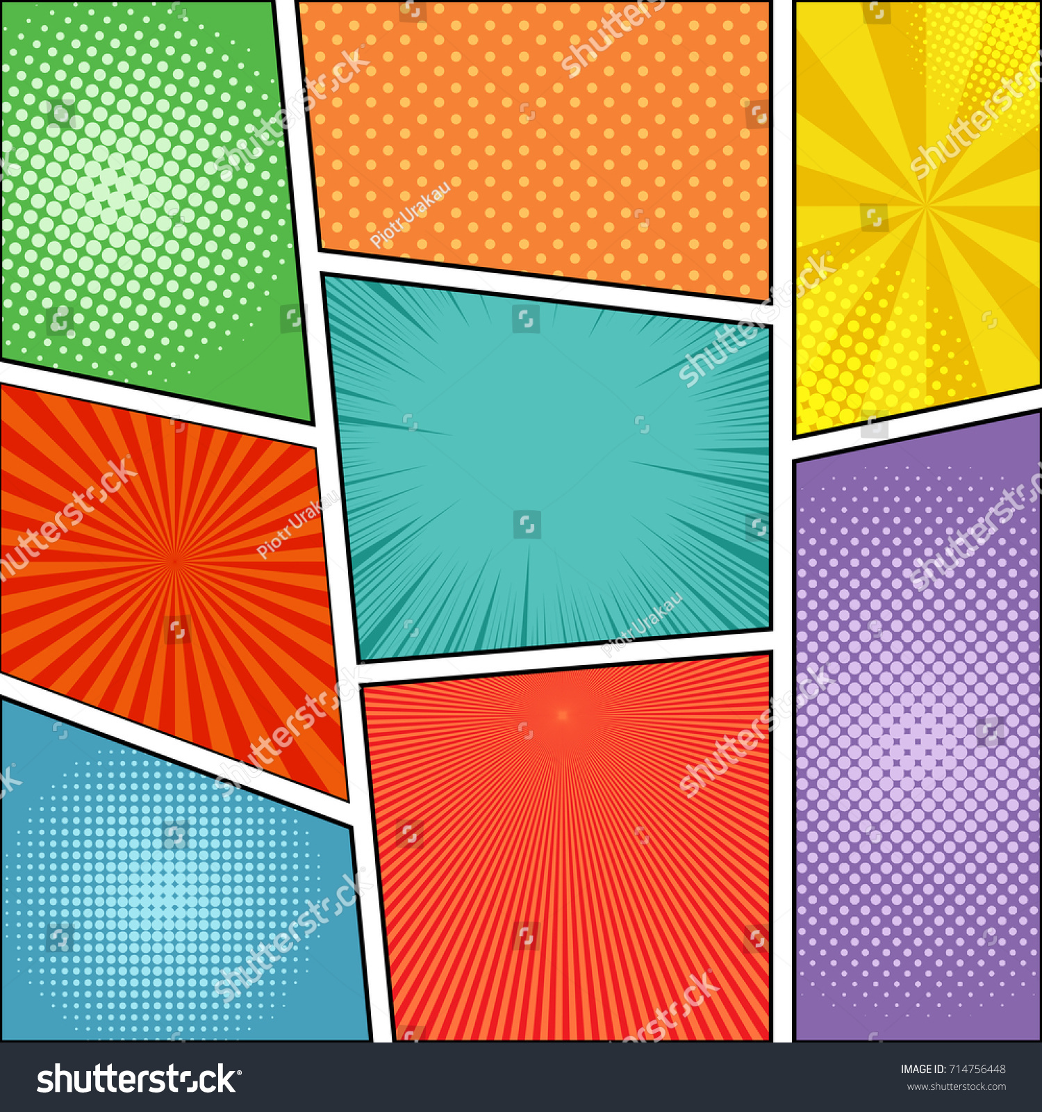 Comic Book Page Background Rays Radial Stock Vector (Royalty Free ...