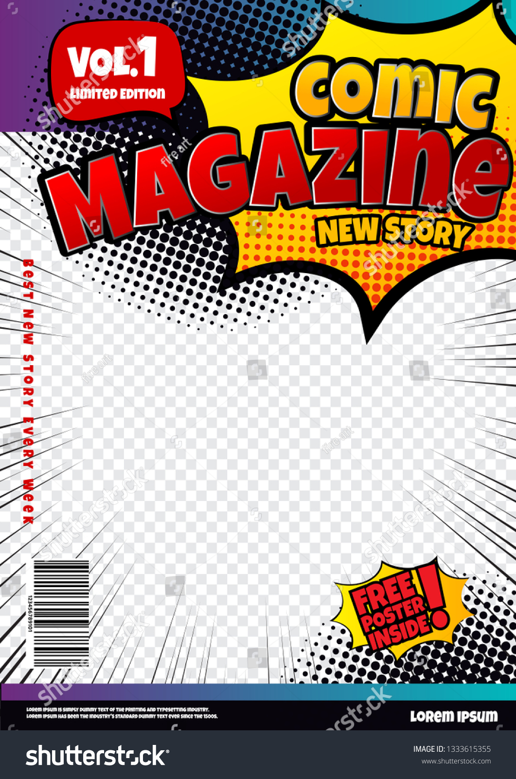 Comic Book Page Template Design Magazine Stock Vector (royalty Free 