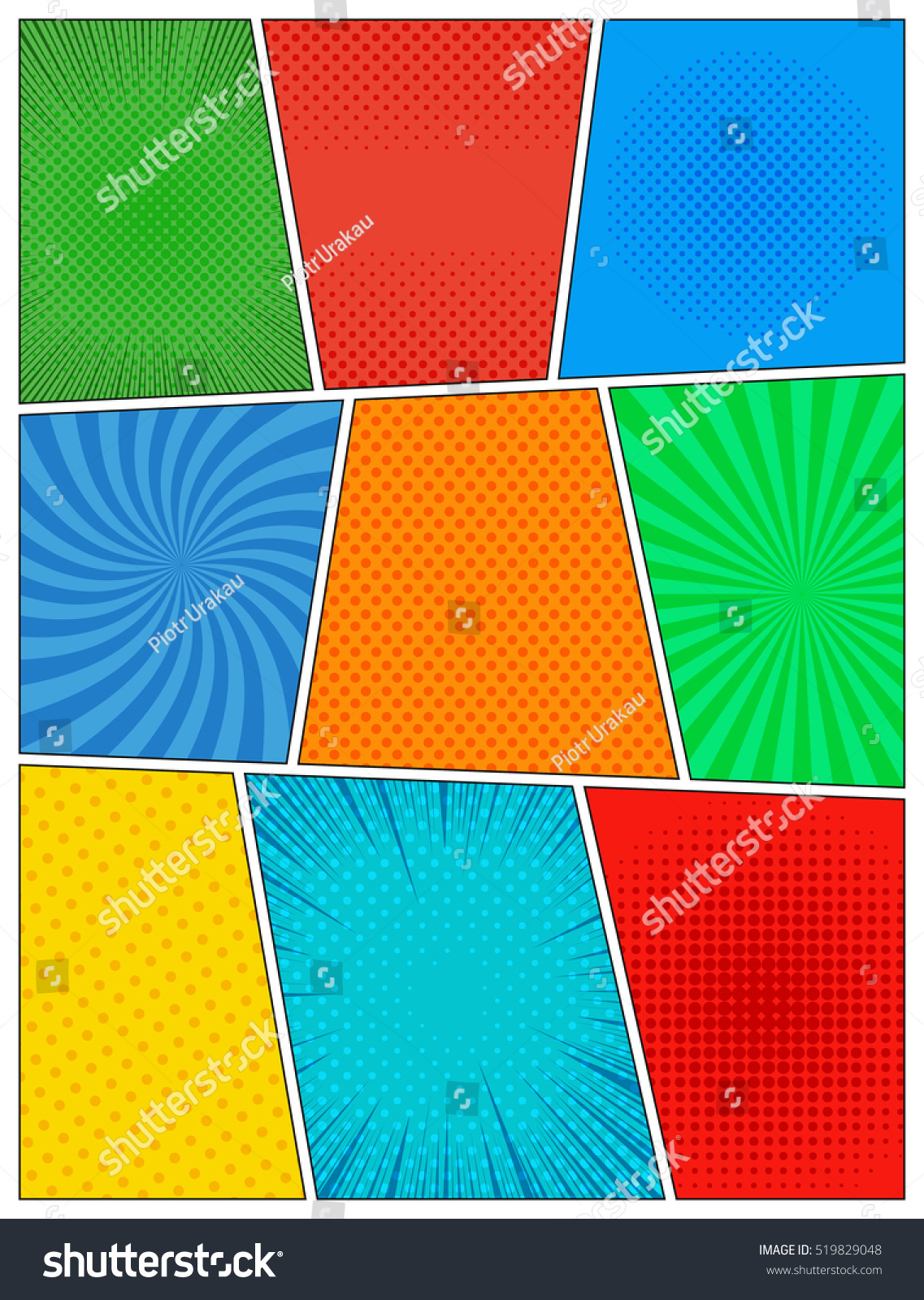 comic book page template rays radial のベクター画像素材