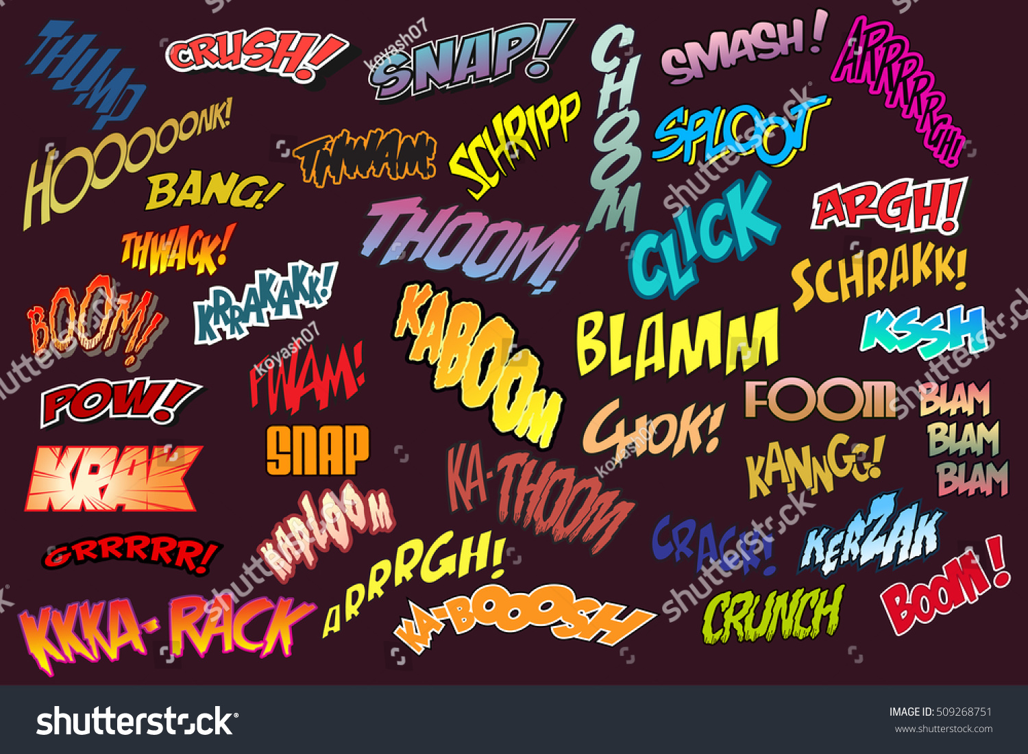 Comic Book Sound Effects Onomatopoeia Set Stock Vector 509268751 ...