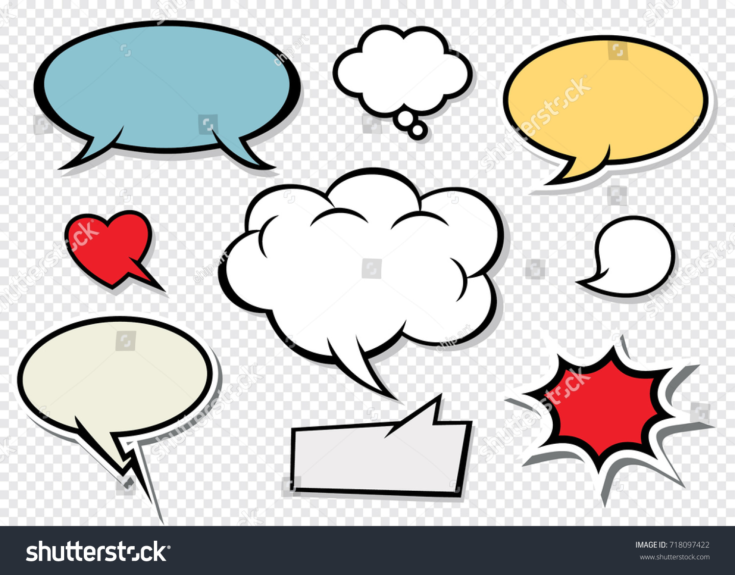 Download Comic Book Style Speech Bubbles Set Stock Vector Royalty Free 718097422