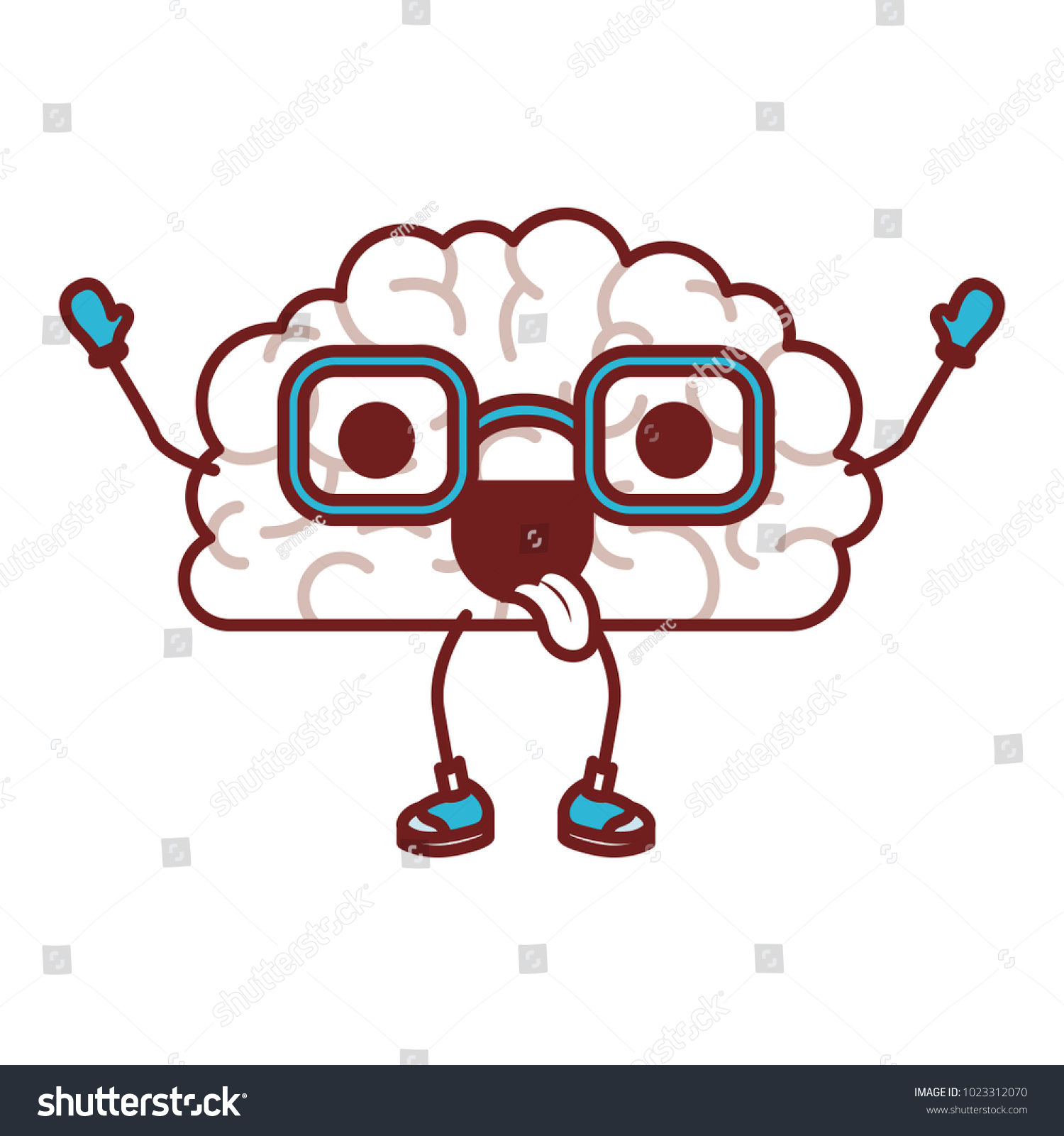 Comic Brain Tongue Out Kawaii Character Stock Vector (Royalty Free ...