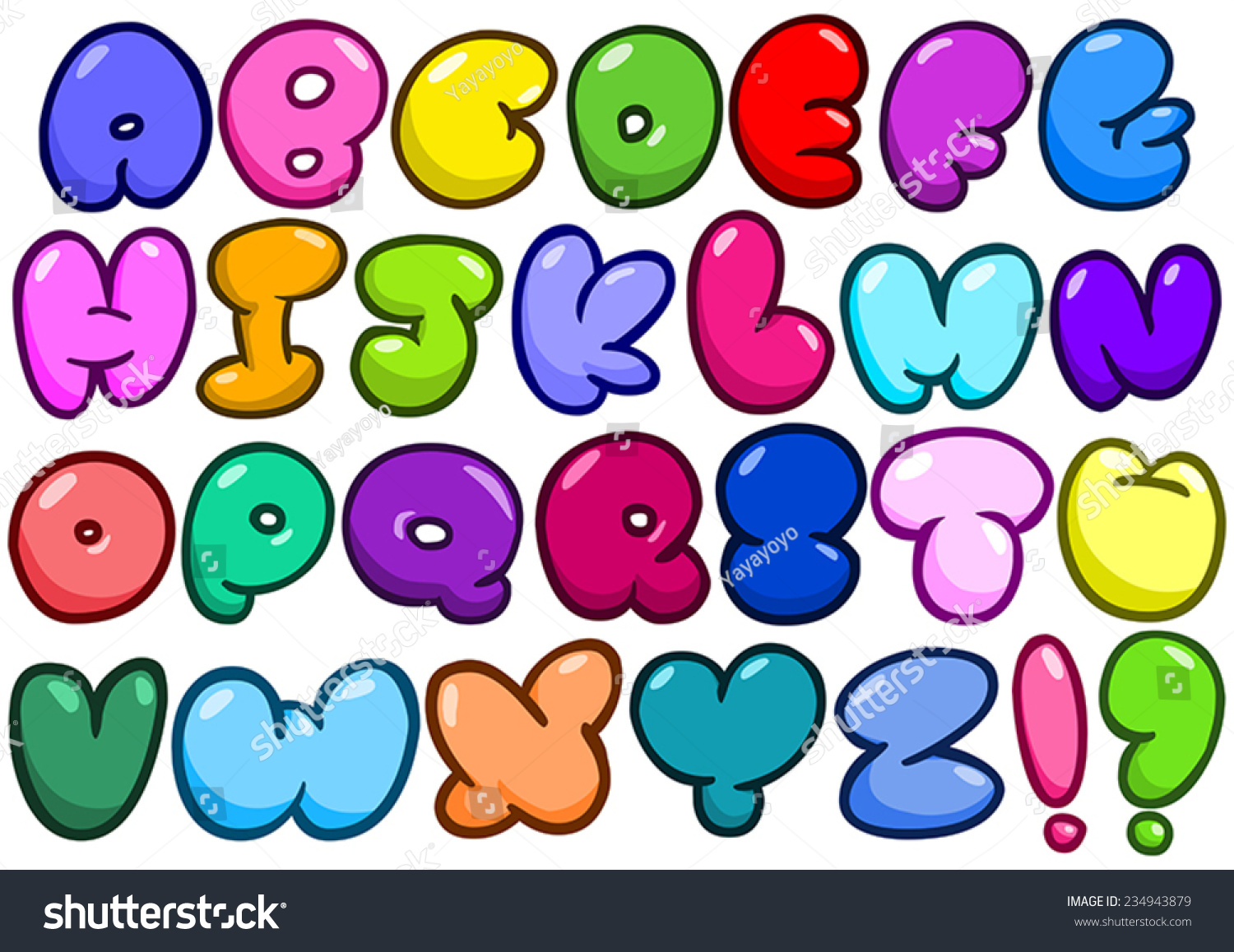 Comic Bubble Shaped Alphabet Set Stock Vector 234943879 - Shutterstock